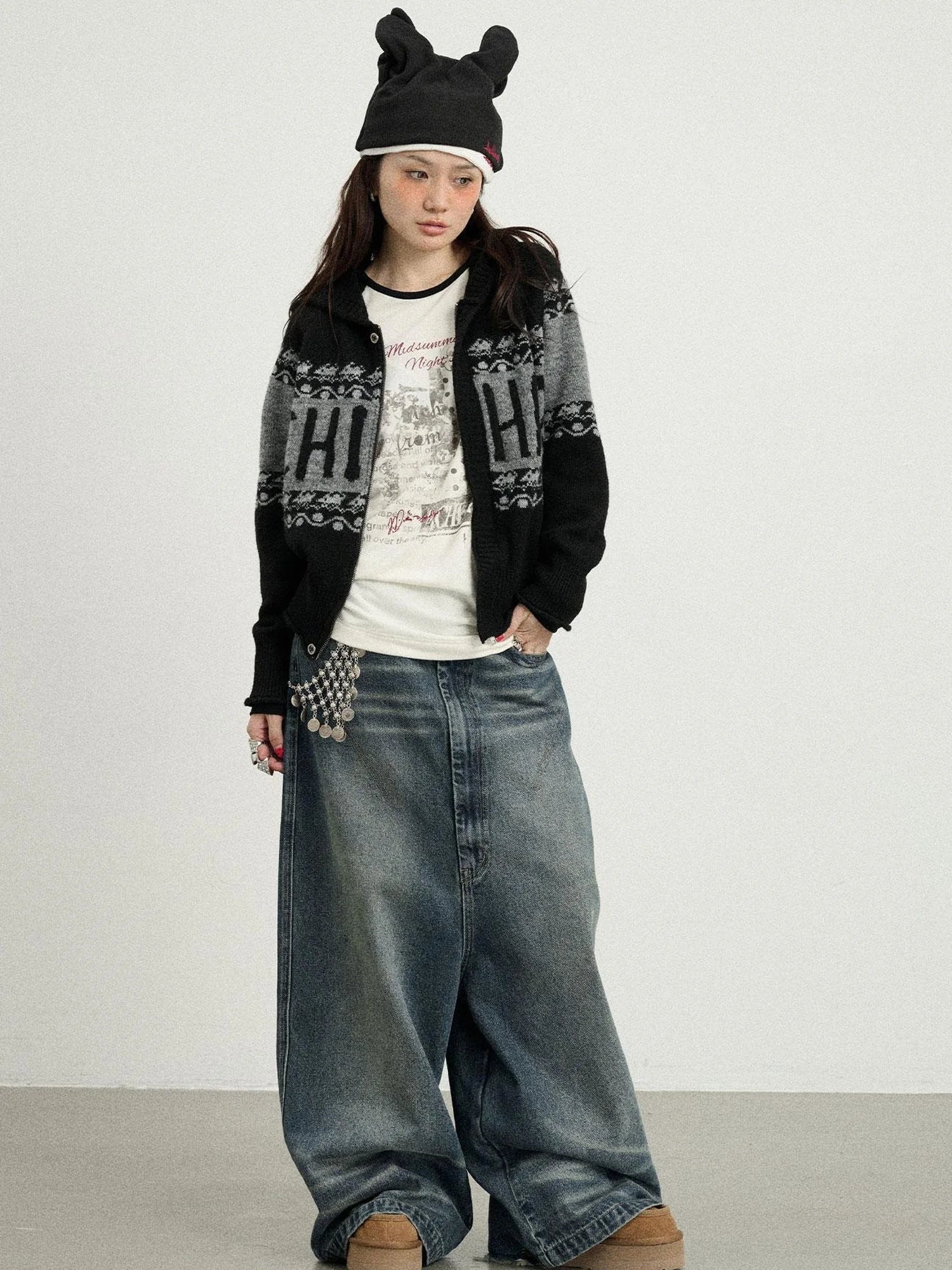 Milk Tea Hoodie Knit Sweater