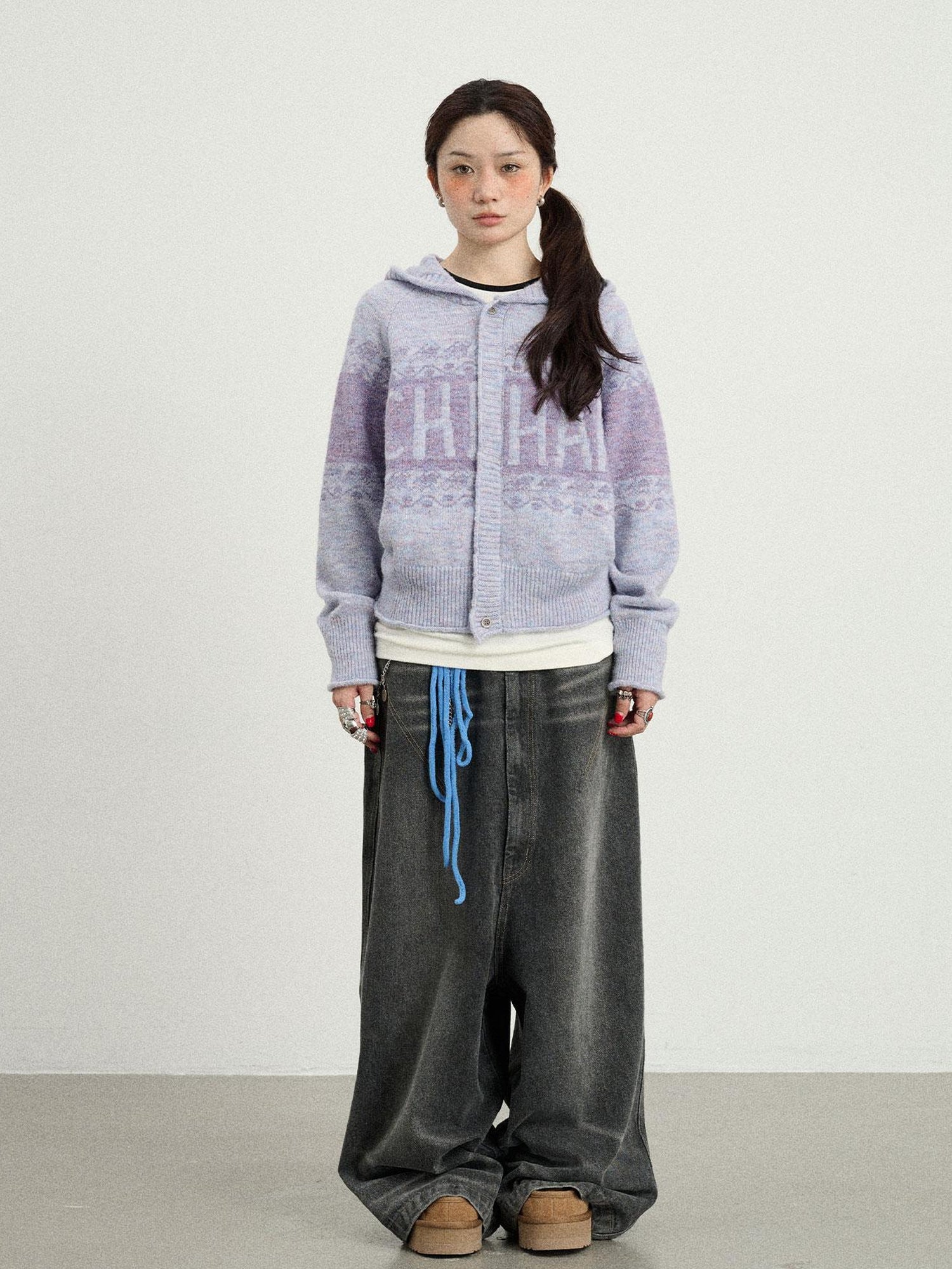 Achihara Milk Tea Hoodie Knit Sweater