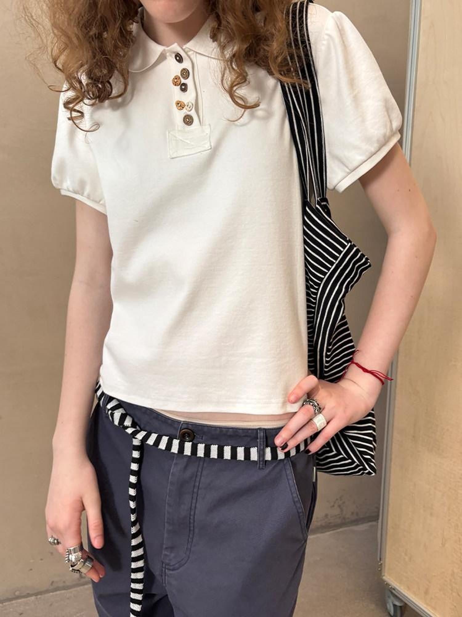 Achihara Minimalist Puff Sleeve Polo Women&