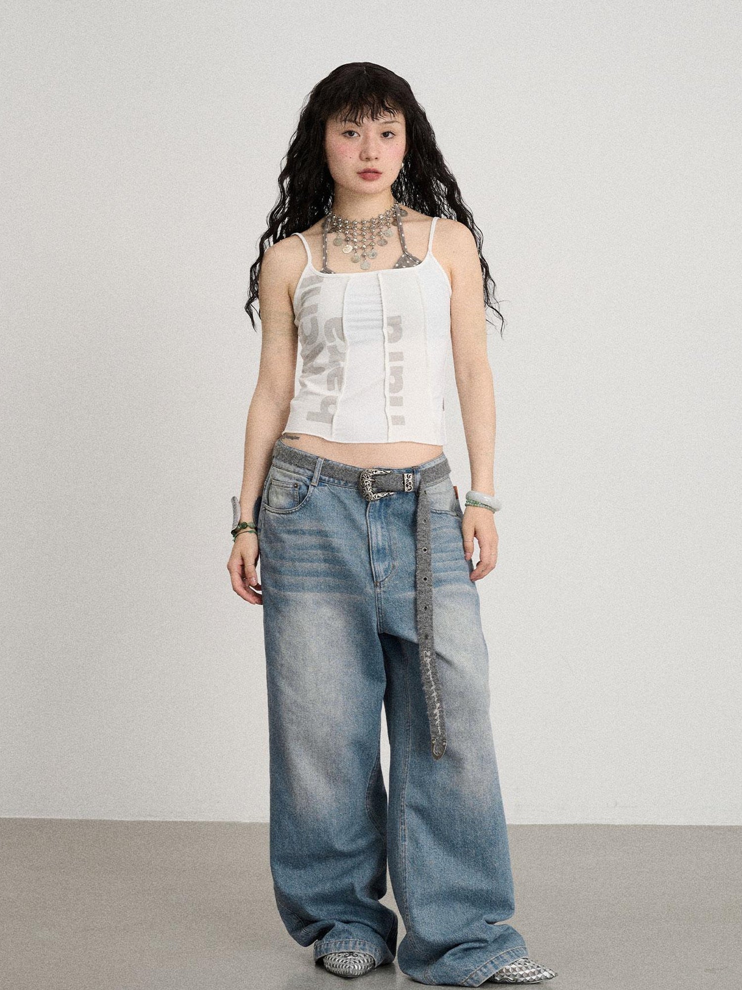 Achihara Mint Cloud Washed Straight Jeans