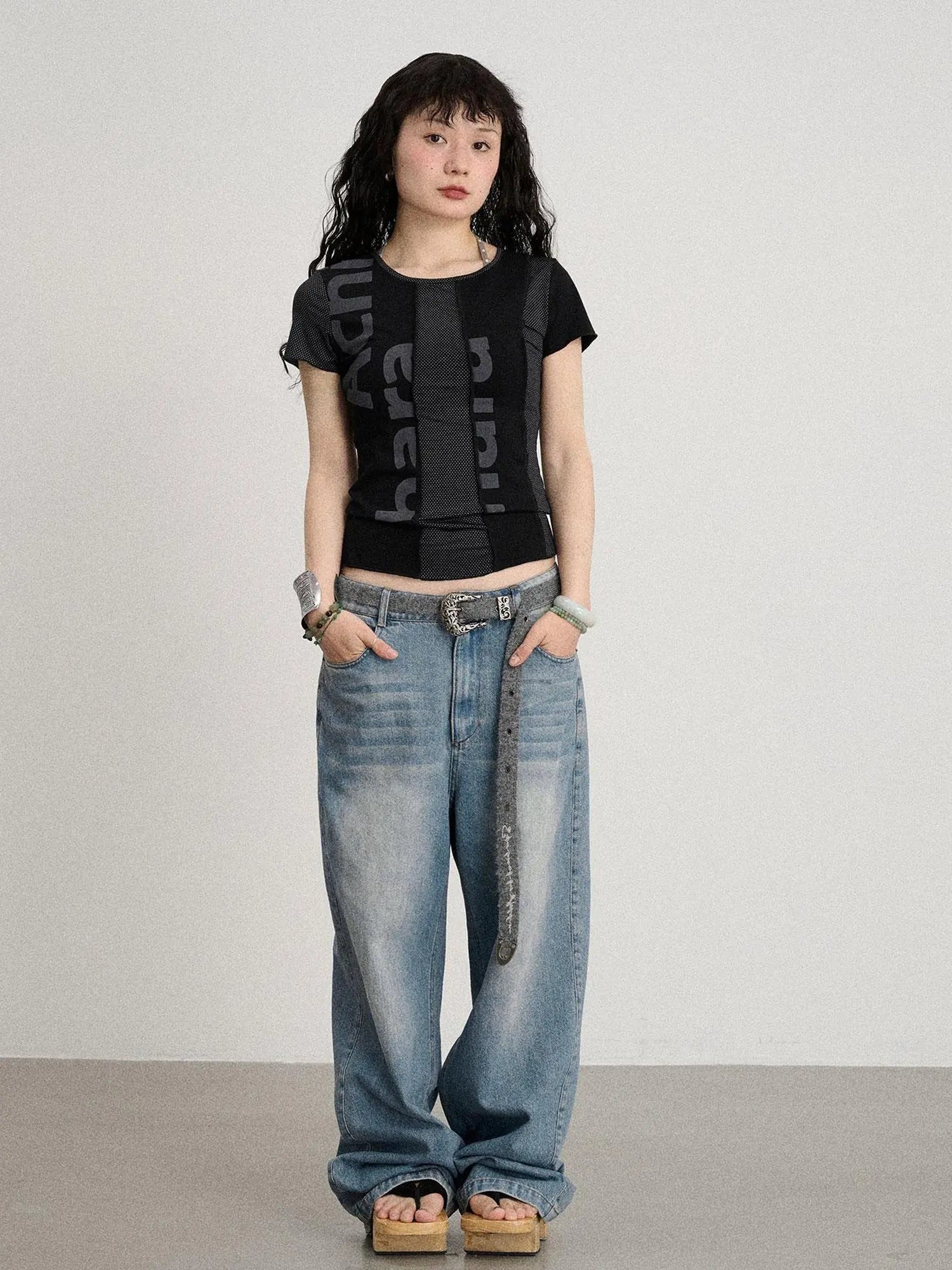 Mint Cloud Washed Straight Jeans