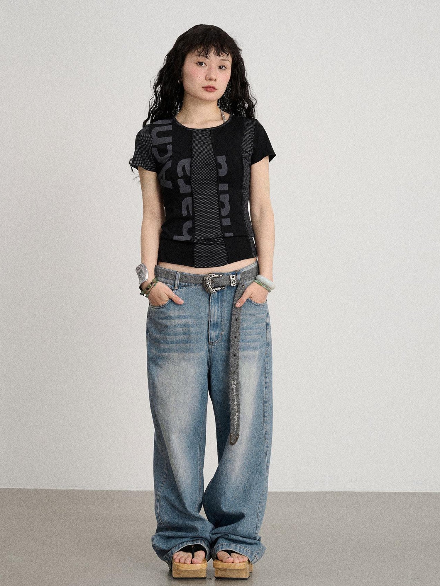 Achihara Mint Cloud Washed Straight Jeans