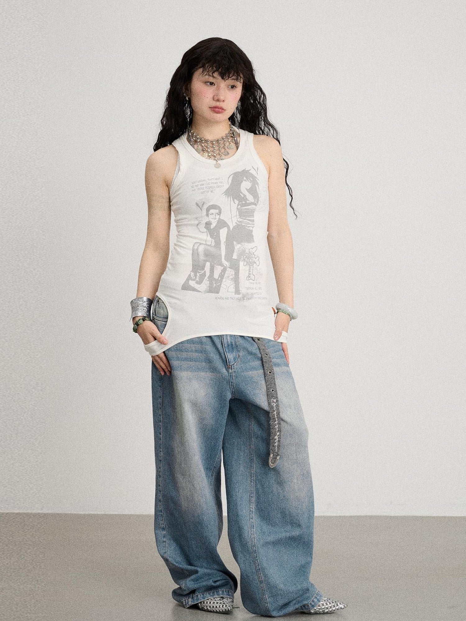 Achihara Mint Cloud Washed Straight Jeans