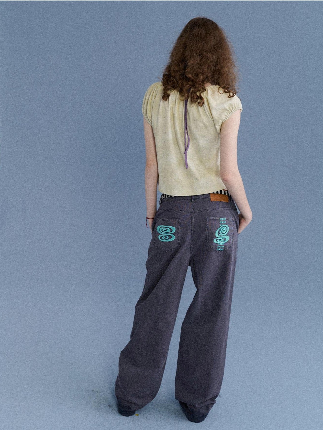 Achihara Navy Casual Low Rise Zip Fly Women&