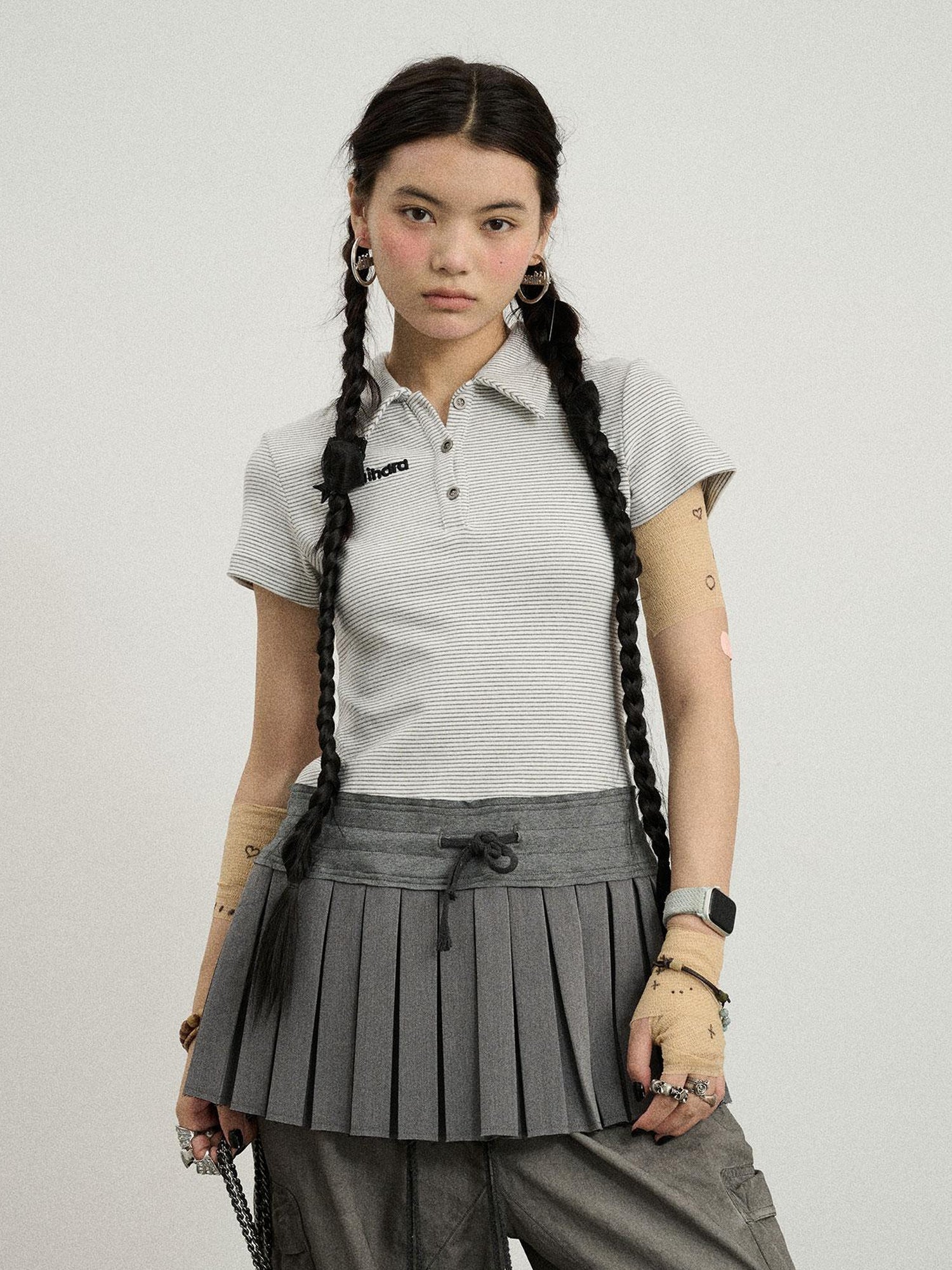 Achihara Nerd Skirt Pleated Polo Dress
