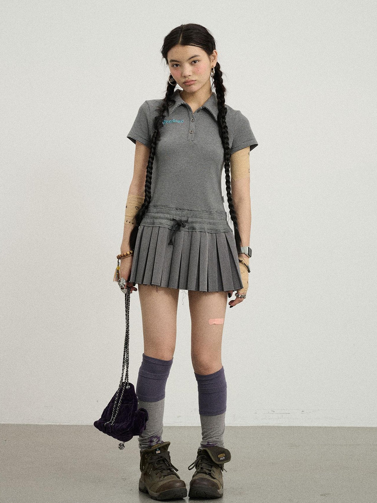 Achihara Nerd Skirt Pleated Polo Dress