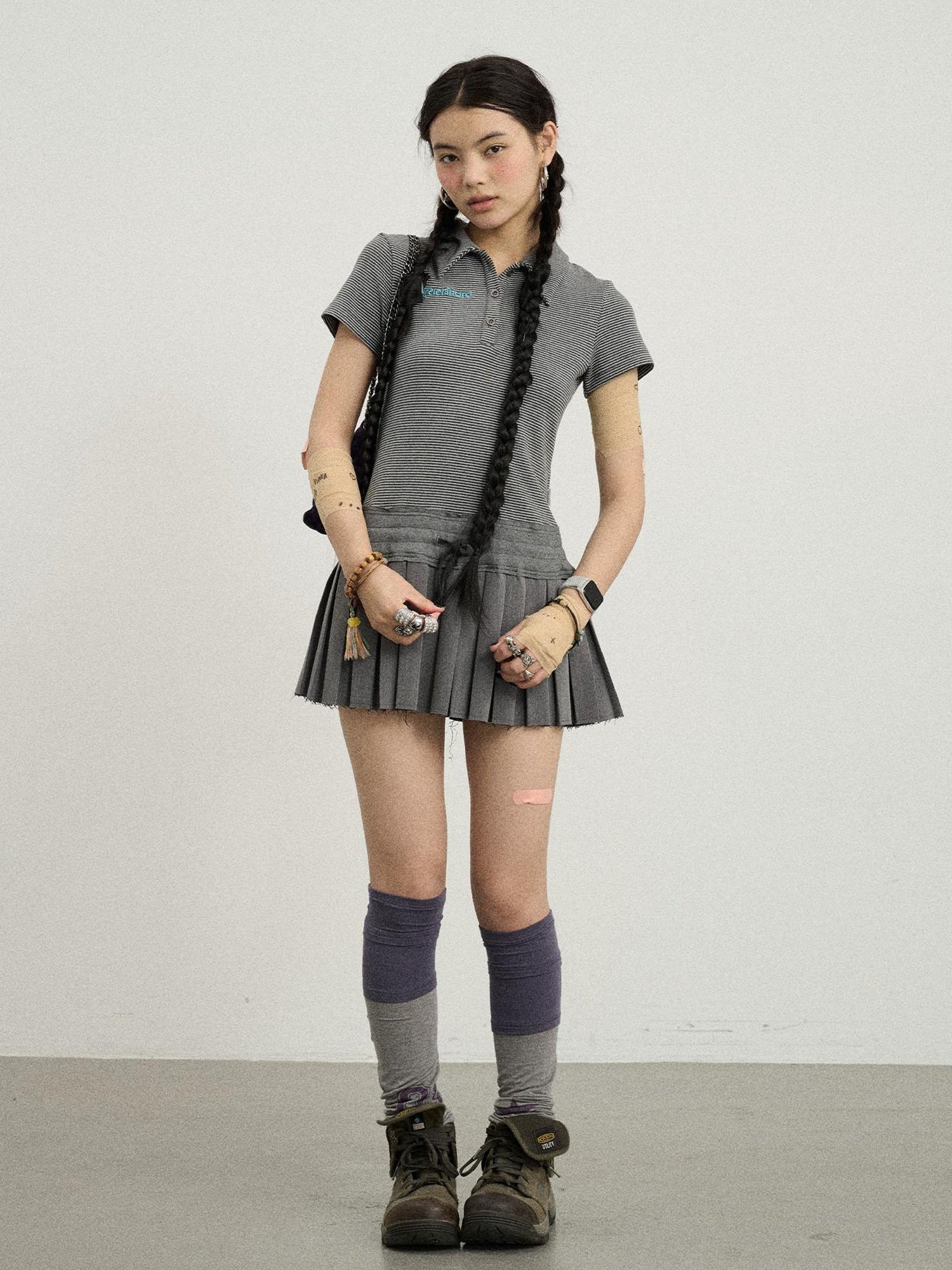Achihara Nerd Skirt Pleated Polo Dress
