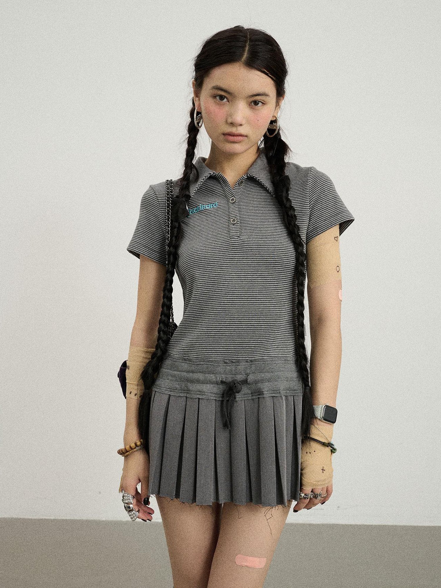 Achihara Nerd Skirt Pleated Polo Dress