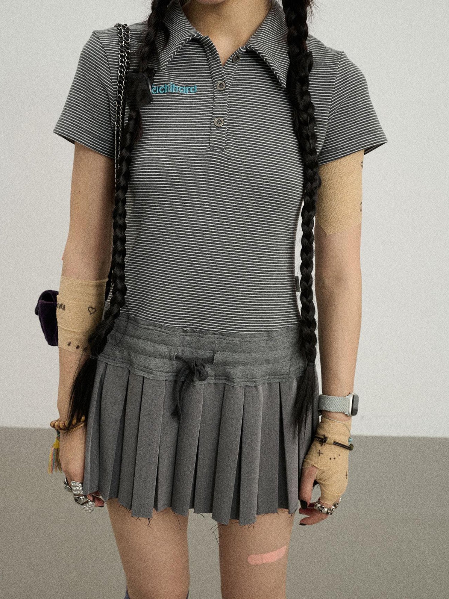 Achihara Nerd Skirt Pleated Polo Dress