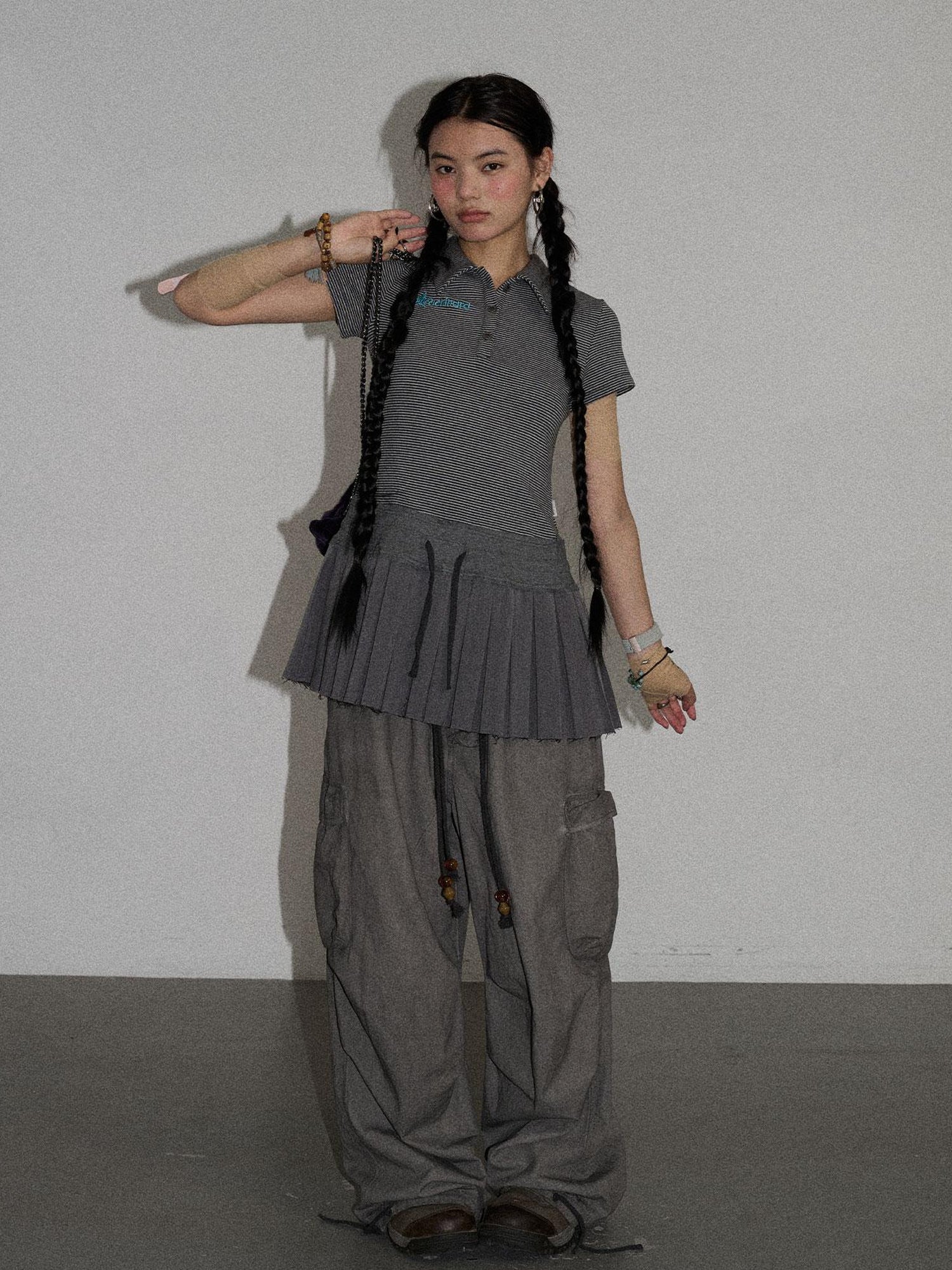 Achihara Nerd Skirt Pleated Polo Dress