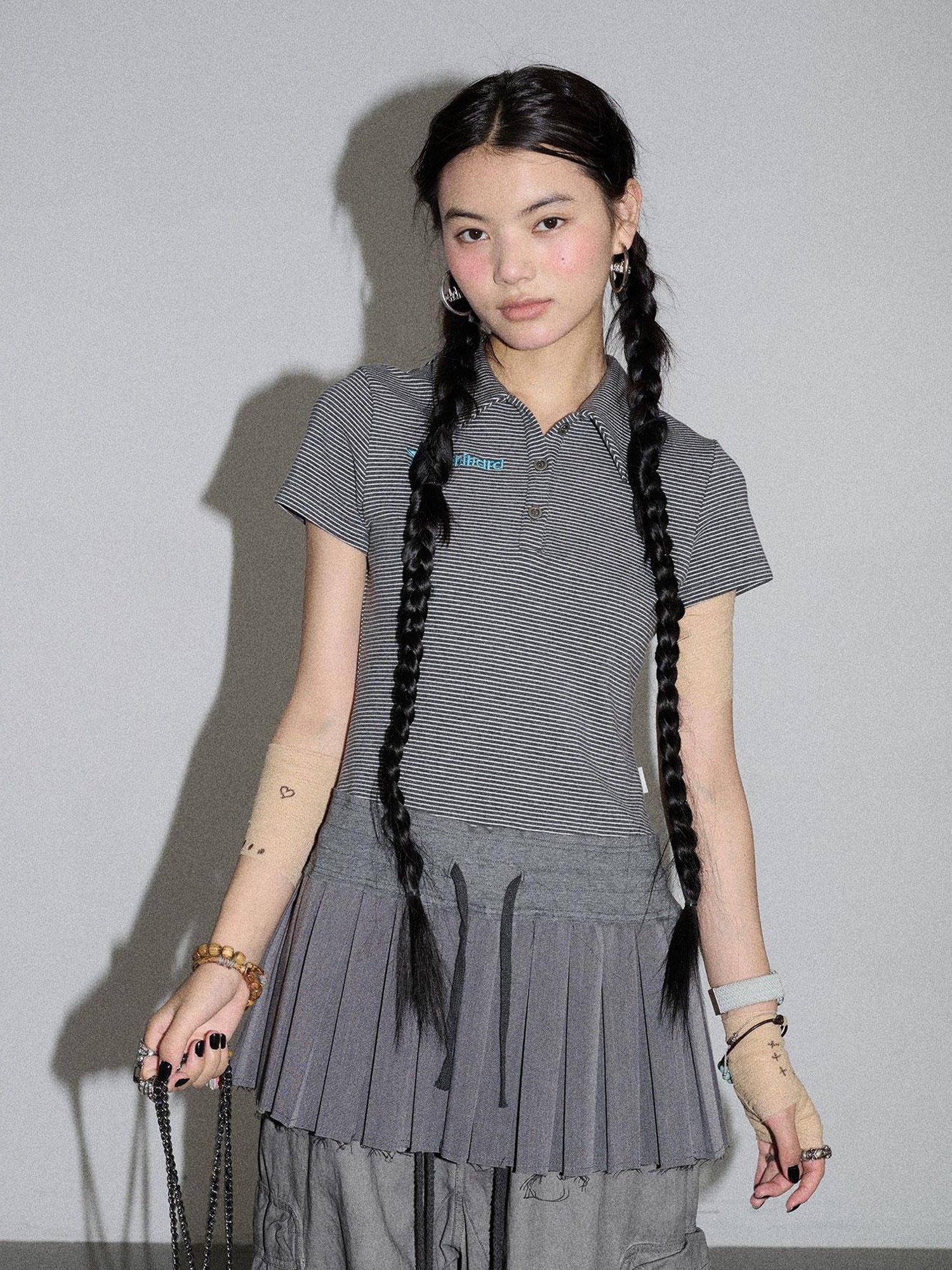 Achihara Nerd Skirt Pleated Polo Dress