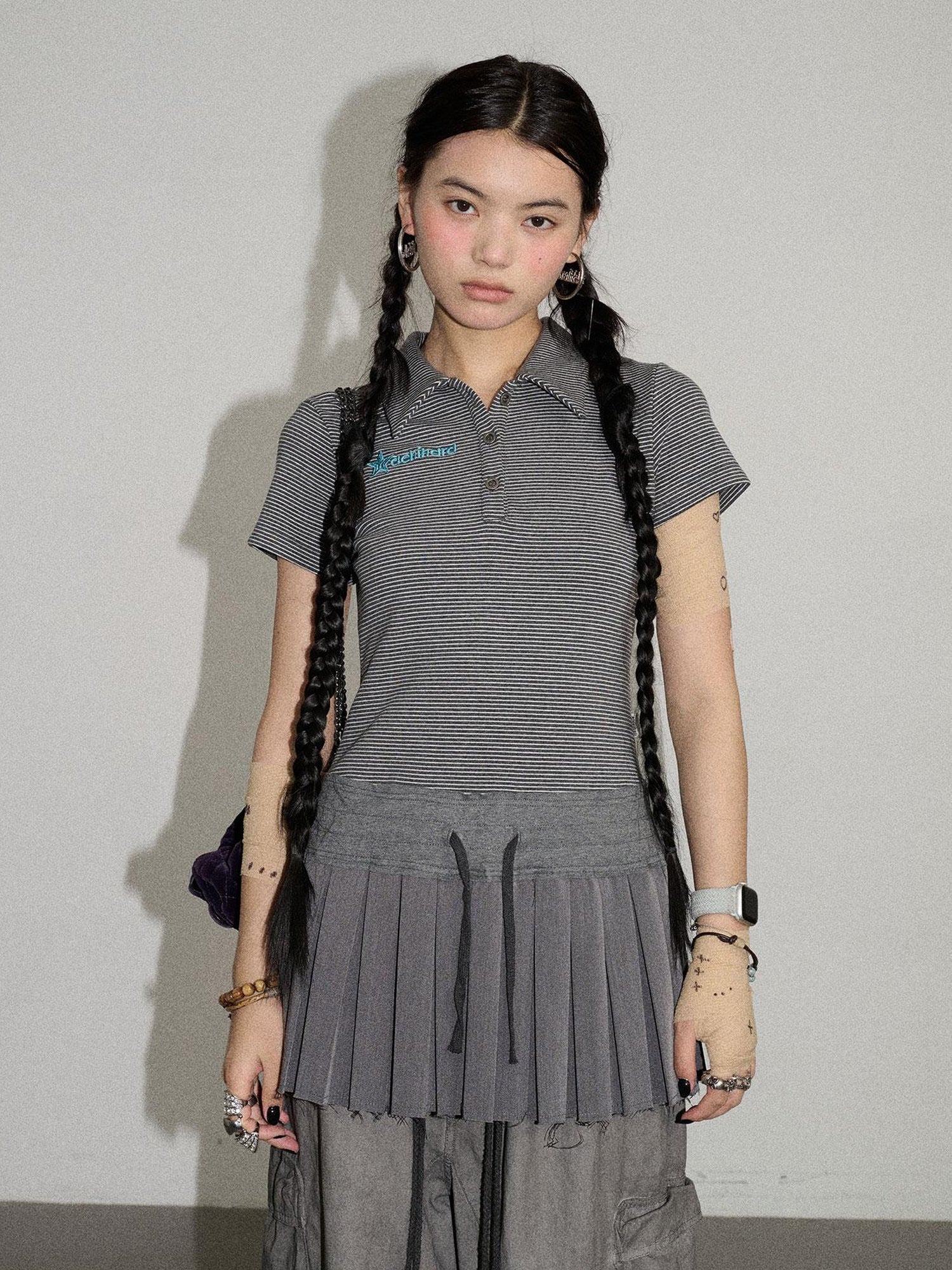 Achihara Nerd Skirt Pleated Polo Dress