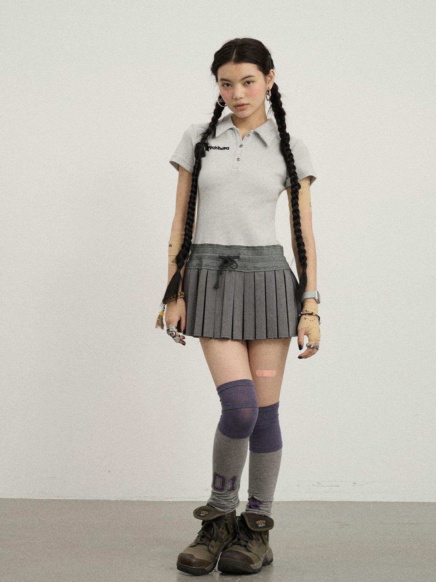 Achihara Nerd Skirt Pleated Polo Dress