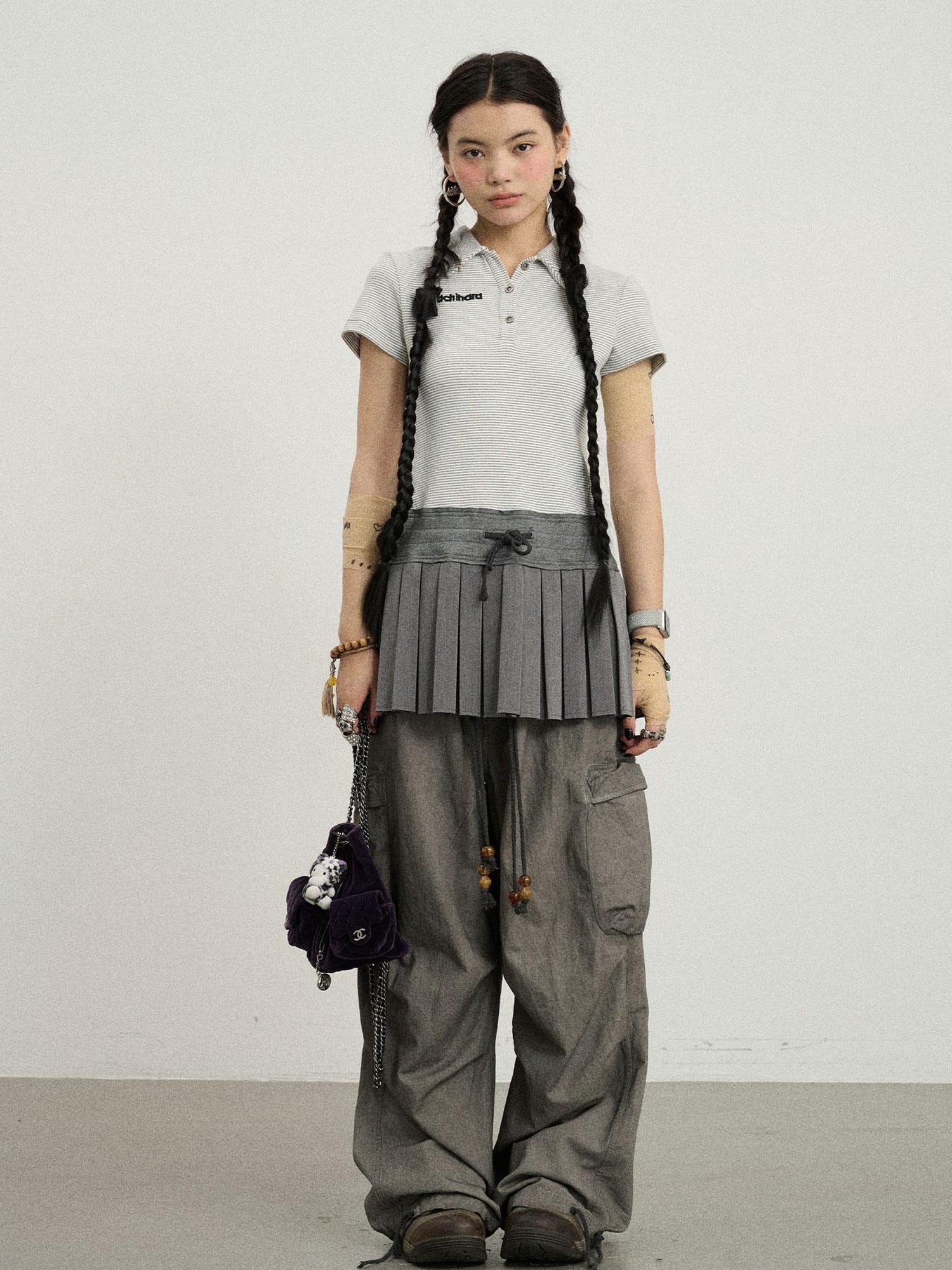 Achihara Nerd Skirt Pleated Polo Dress
