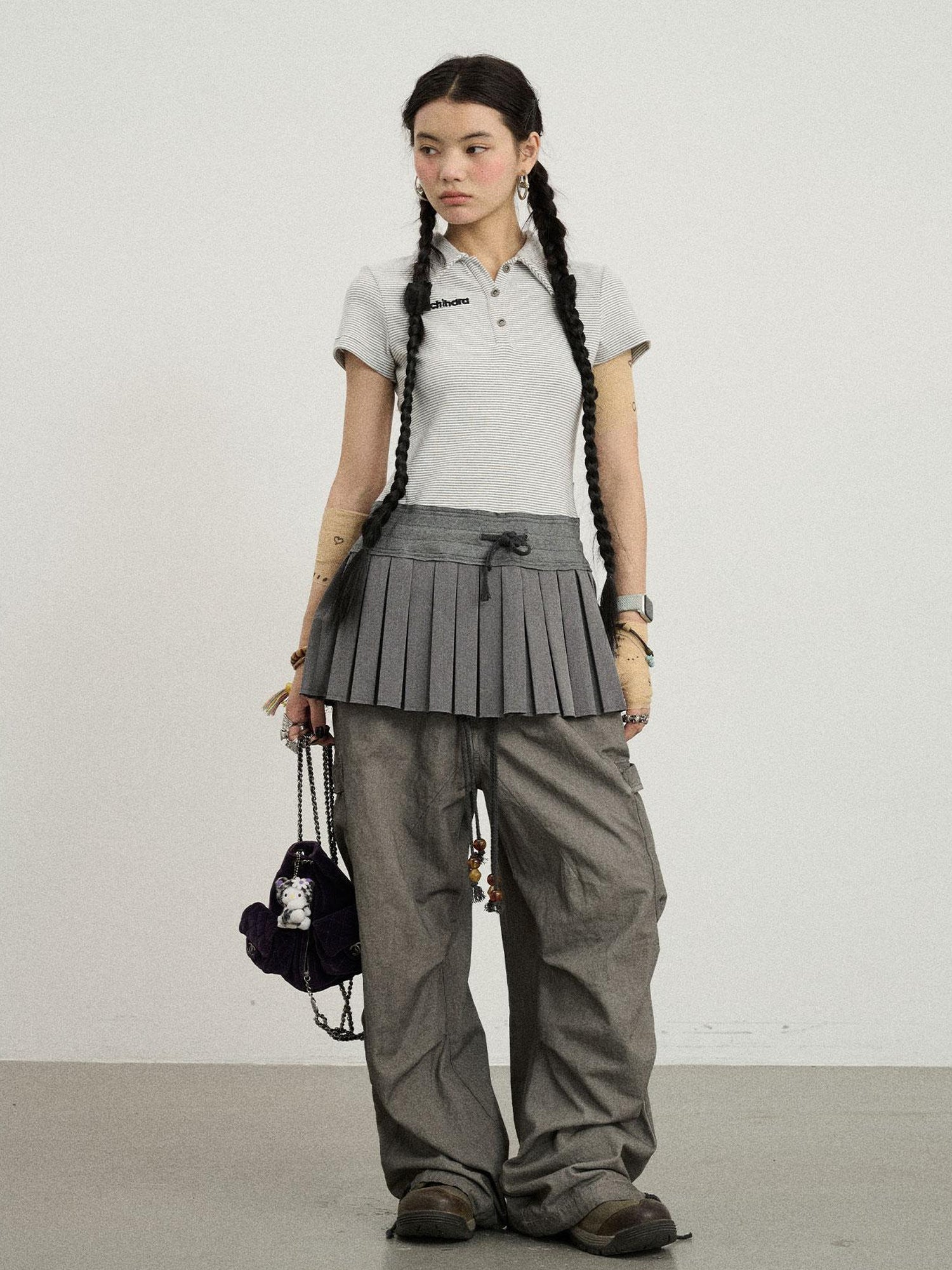 Achihara Nerd Skirt Pleated Polo Dress