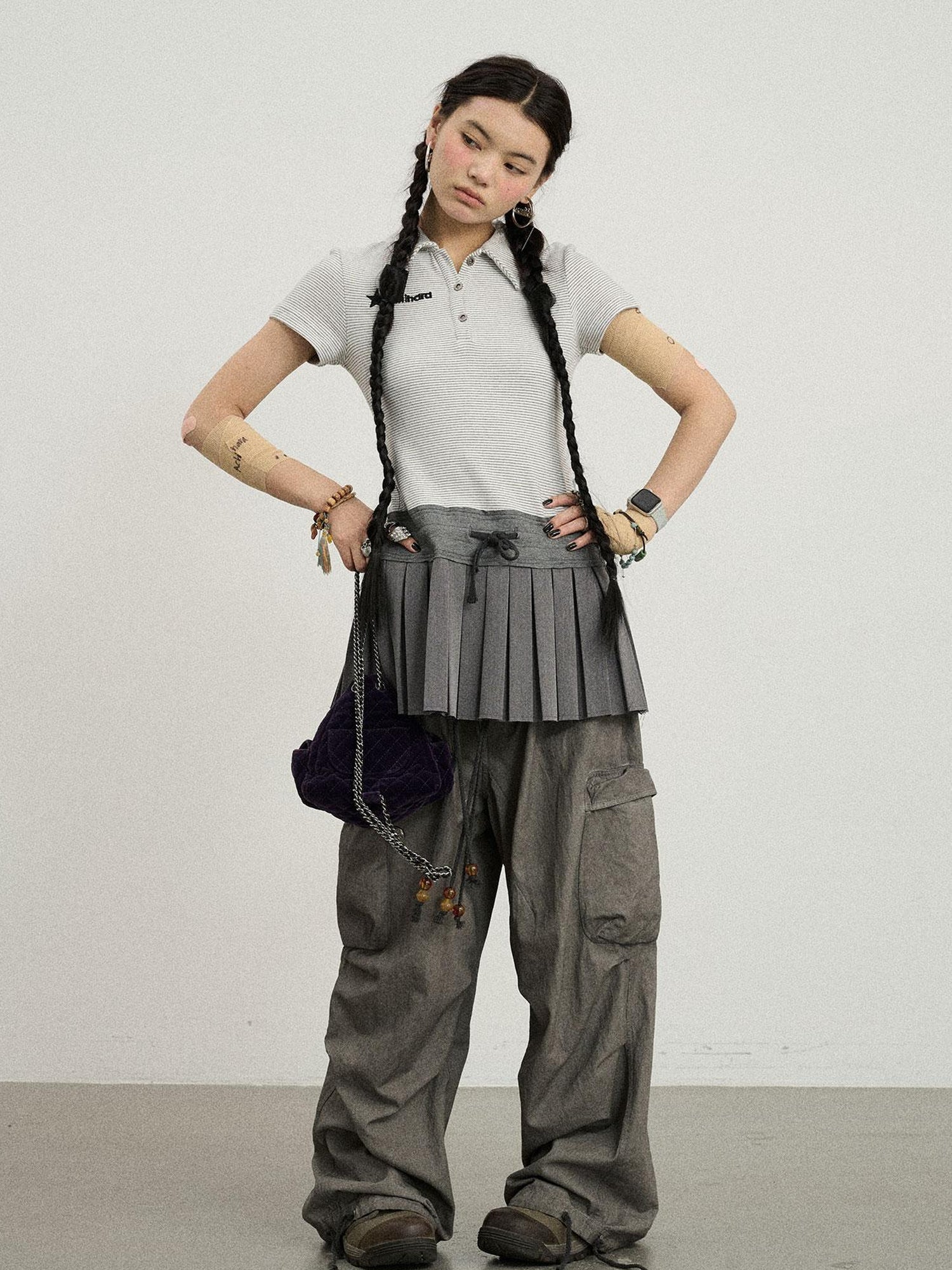 Achihara Nerd Skirt Pleated Polo Dress
