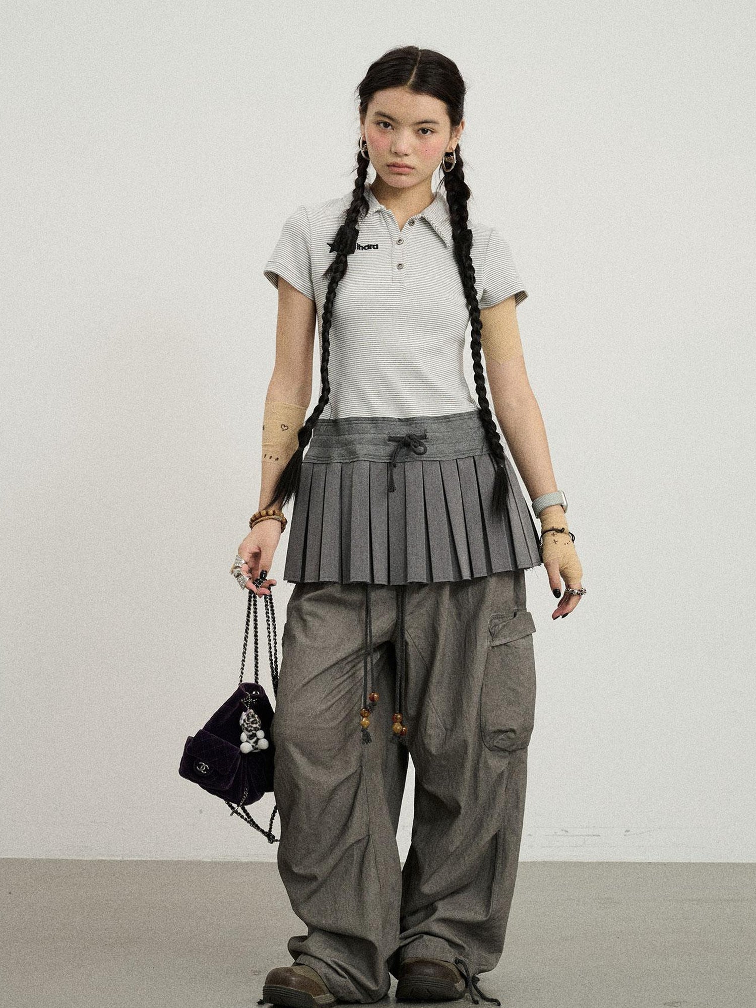 Achihara Nerd Skirt Pleated Polo Dress