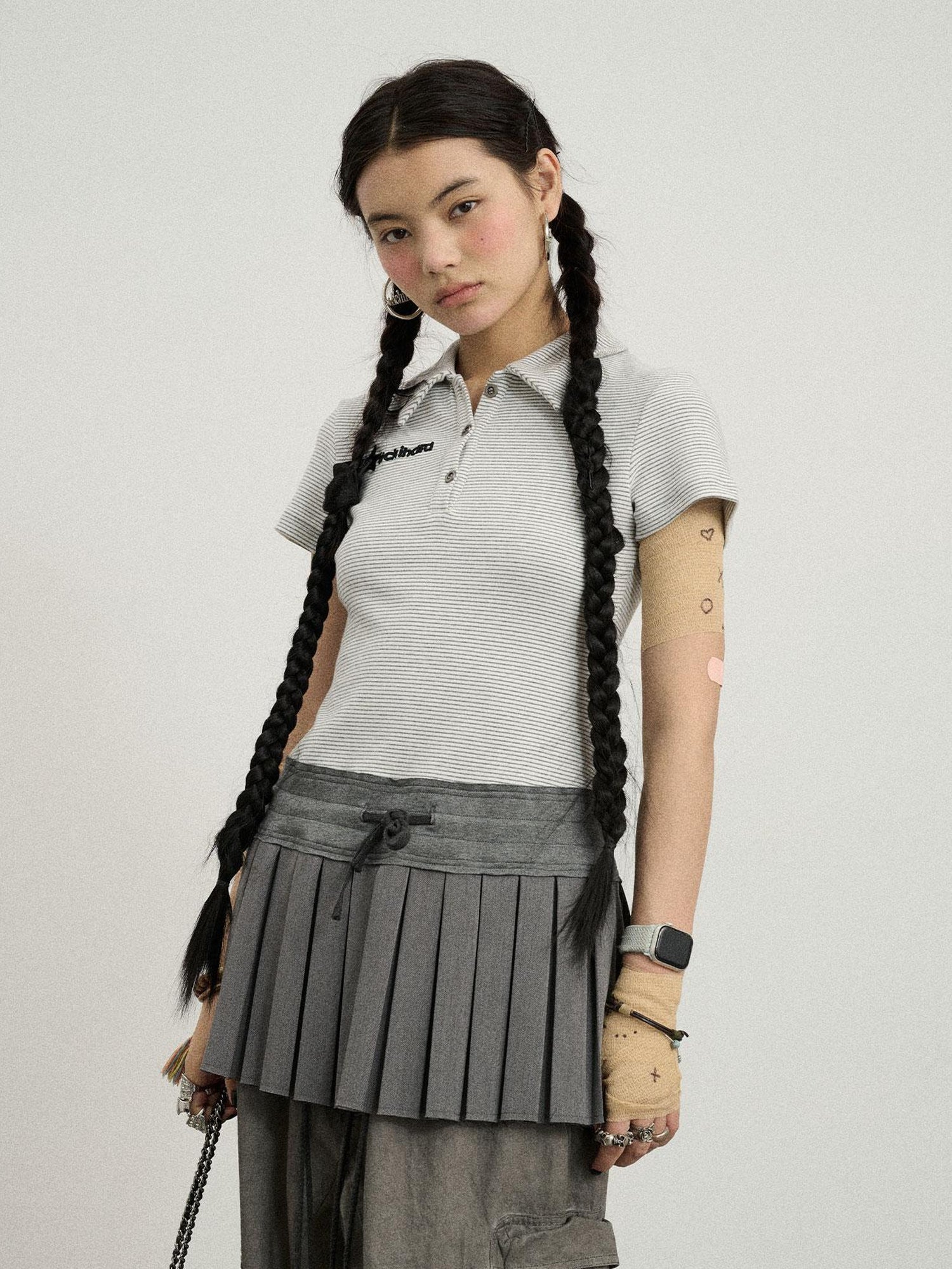 Achihara Nerd Skirt Pleated Polo Dress