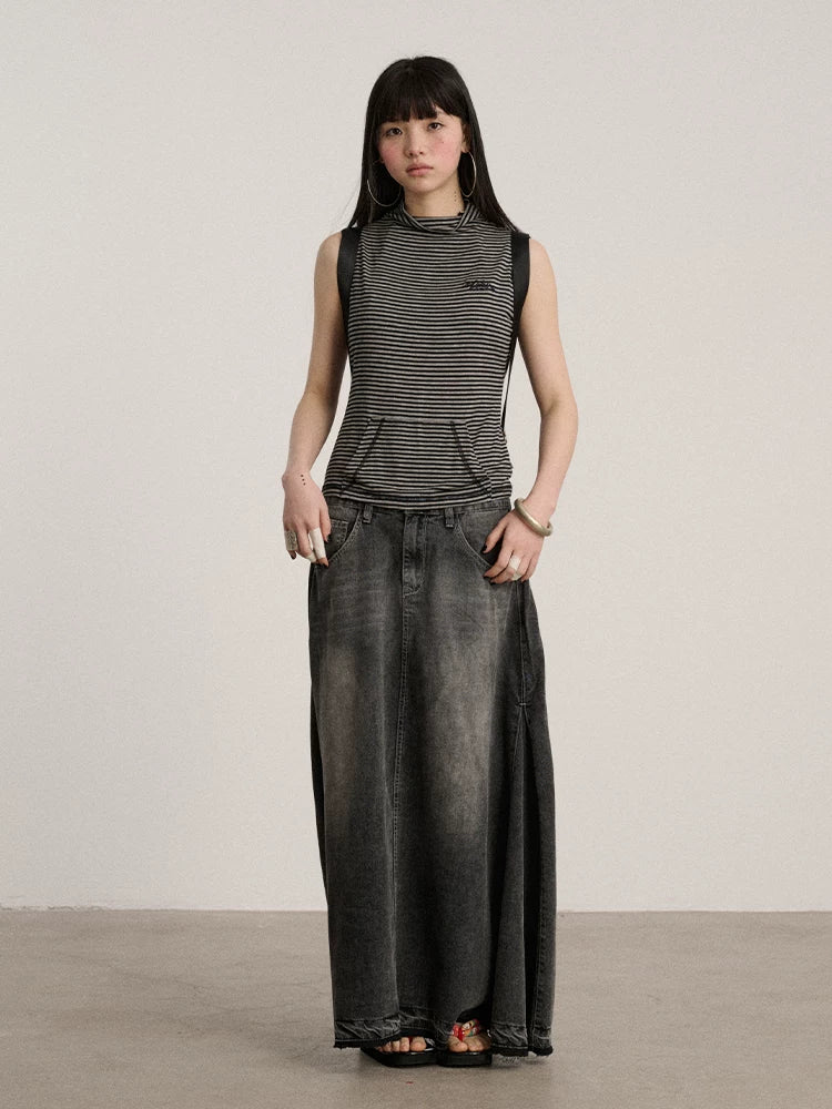 Achihara No Padding Soft Stretch Cotton Spandex Mock Neck Cropped Striped Women Tank Tops-5