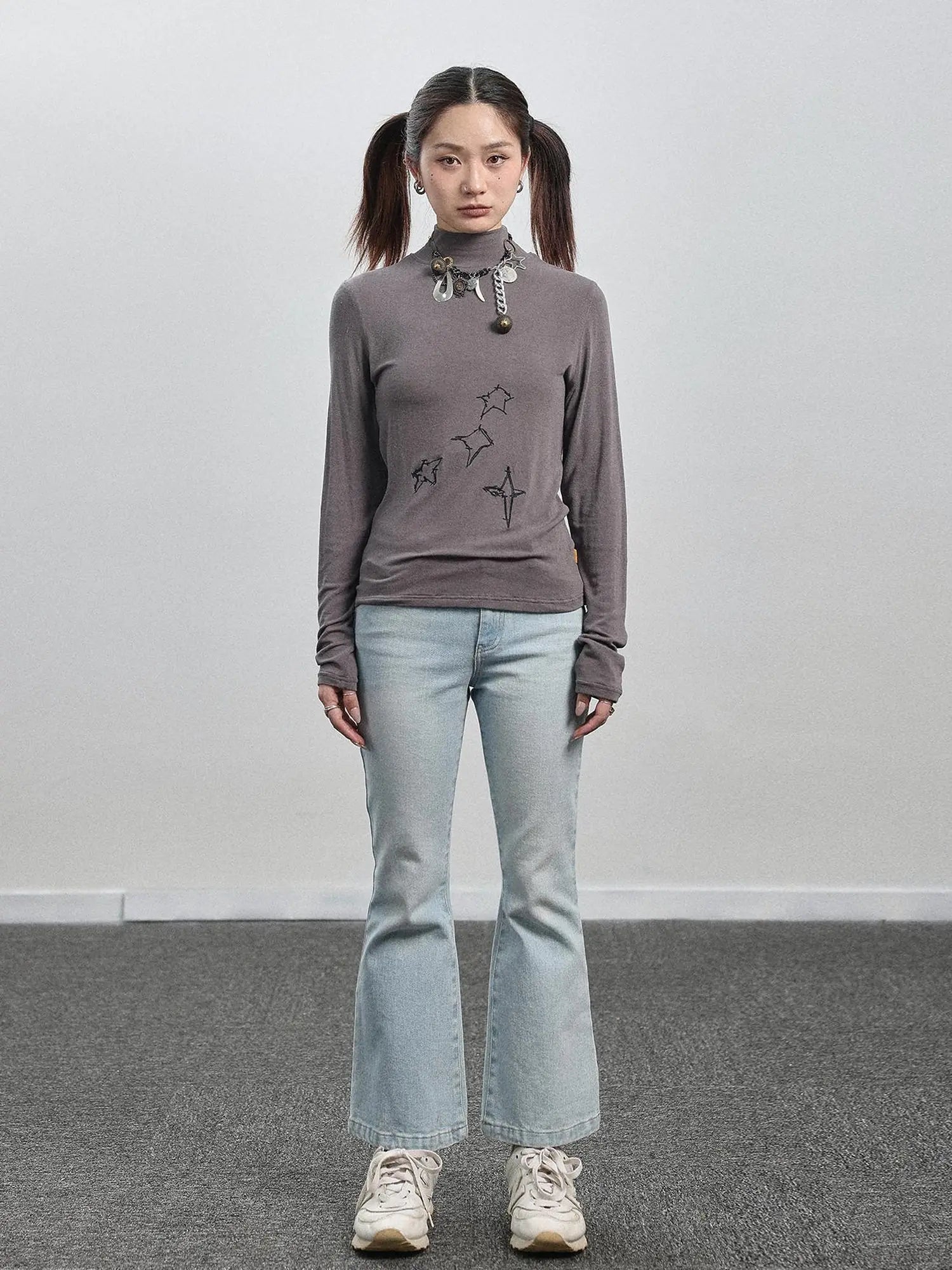 Nu Disco Flared Cropped Jeans In Light Blue