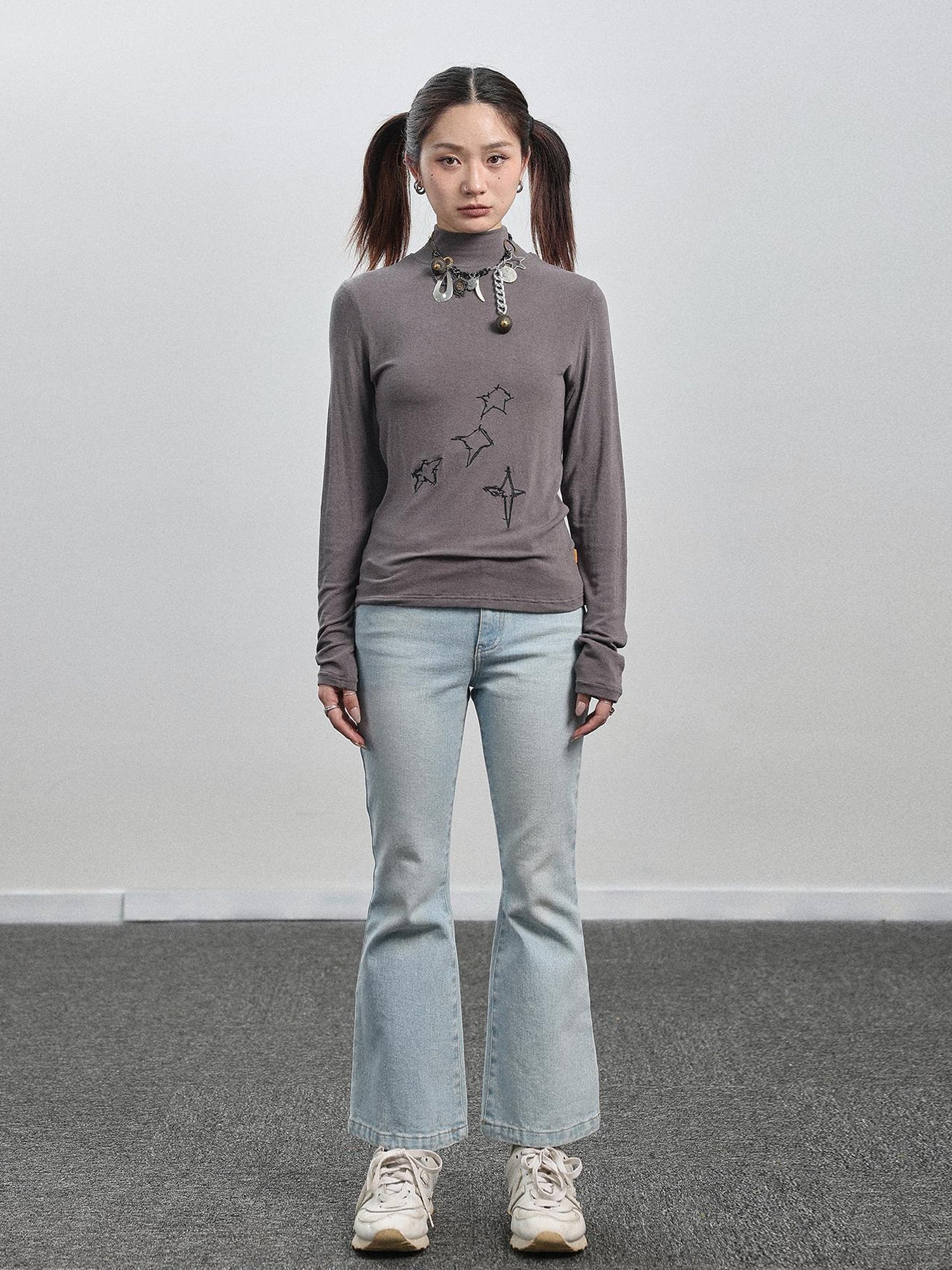 Achihara Nu Disco Flared Cropped Jeans In Light Blue