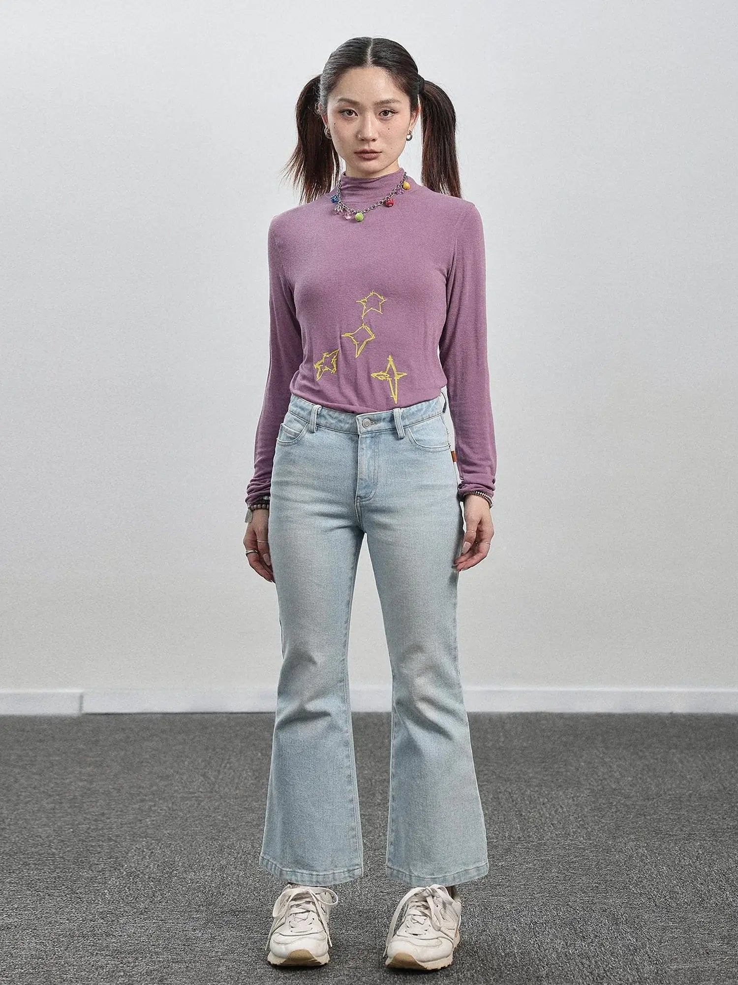 Nu Disco Flared Cropped Jeans In Light Blue