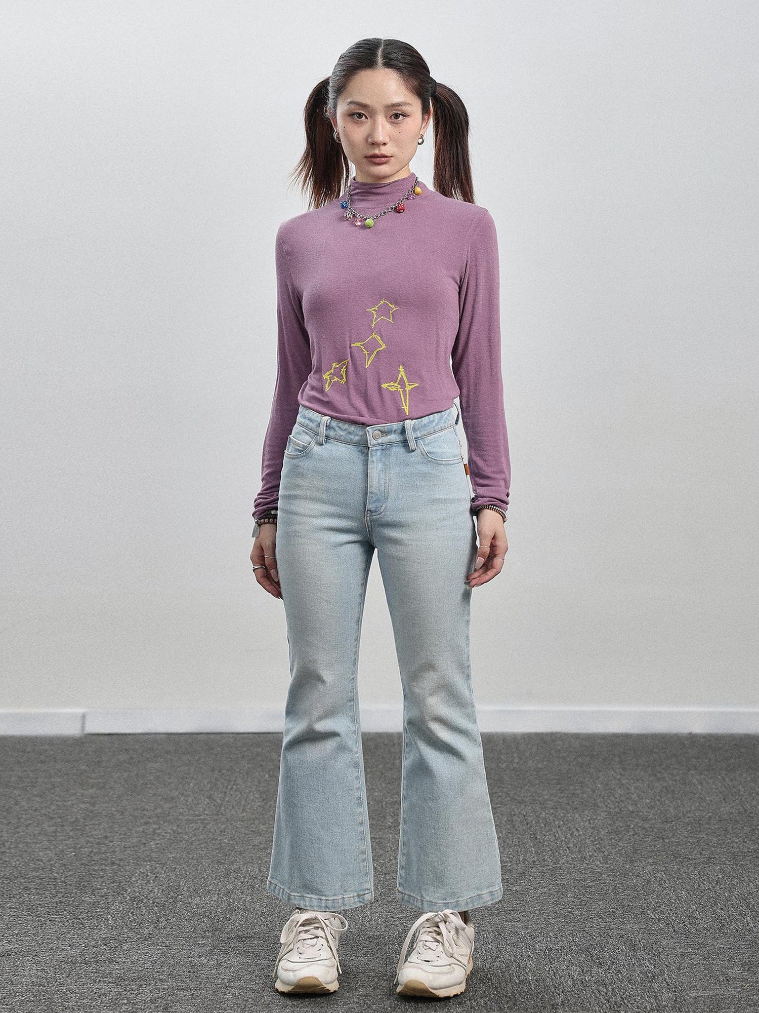 Achihara Nu Disco Flared Cropped Jeans In Light Blue