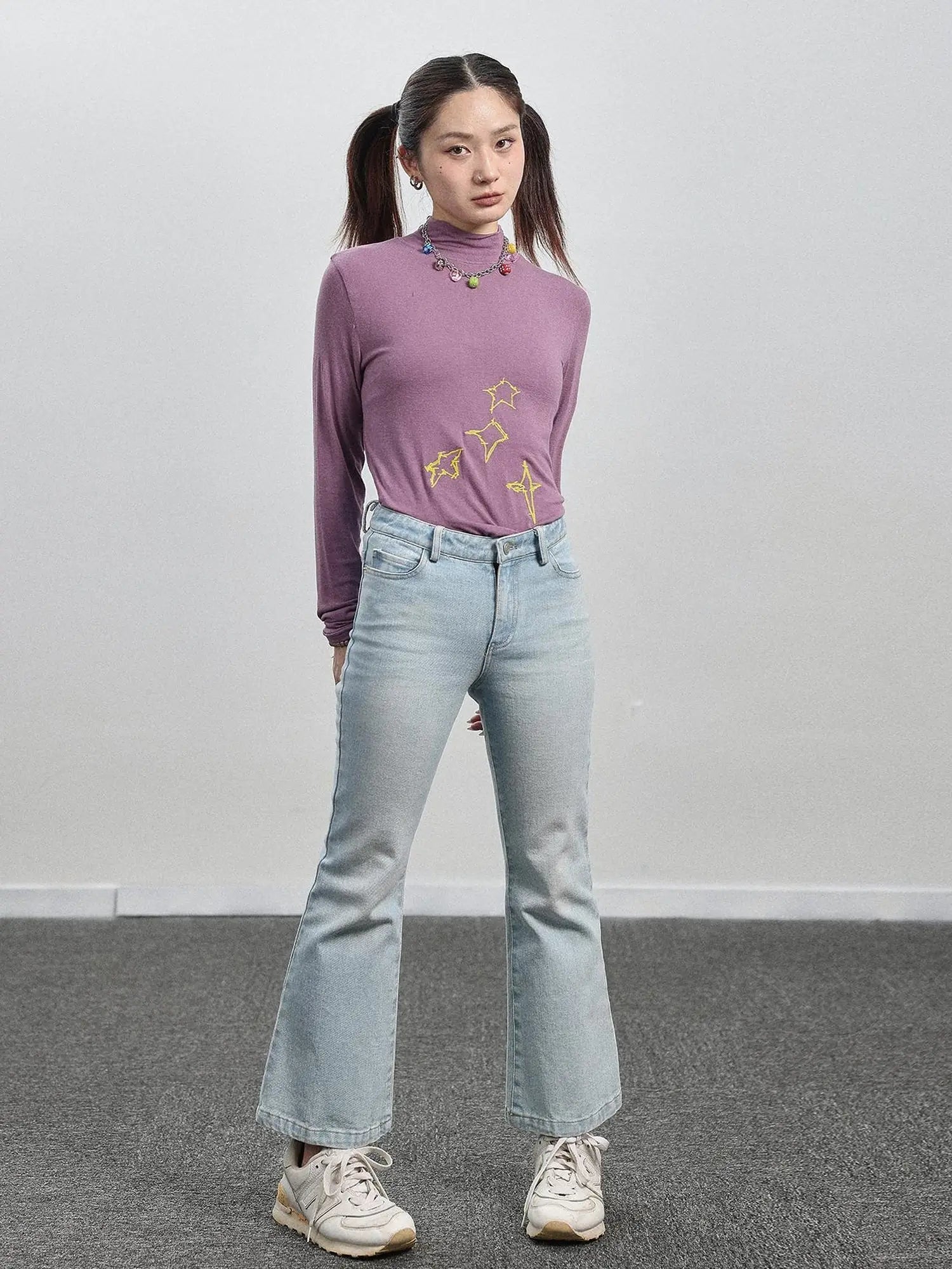 Nu Disco Flared Cropped Jeans In Light Blue