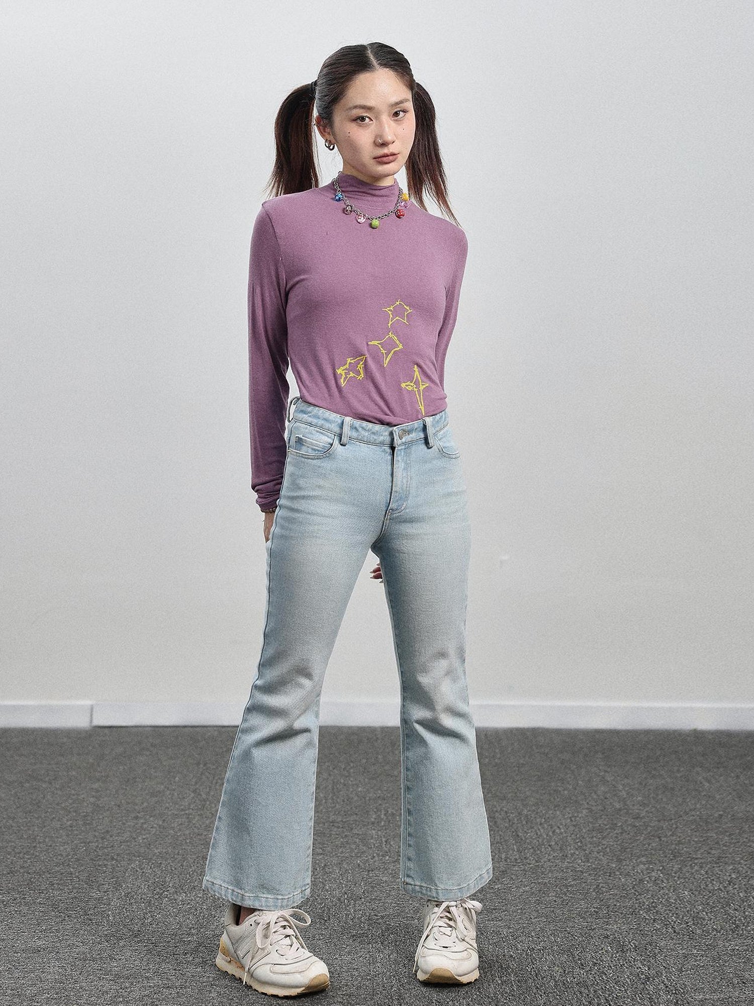 Achihara Nu Disco Flared Cropped Jeans In Light Blue