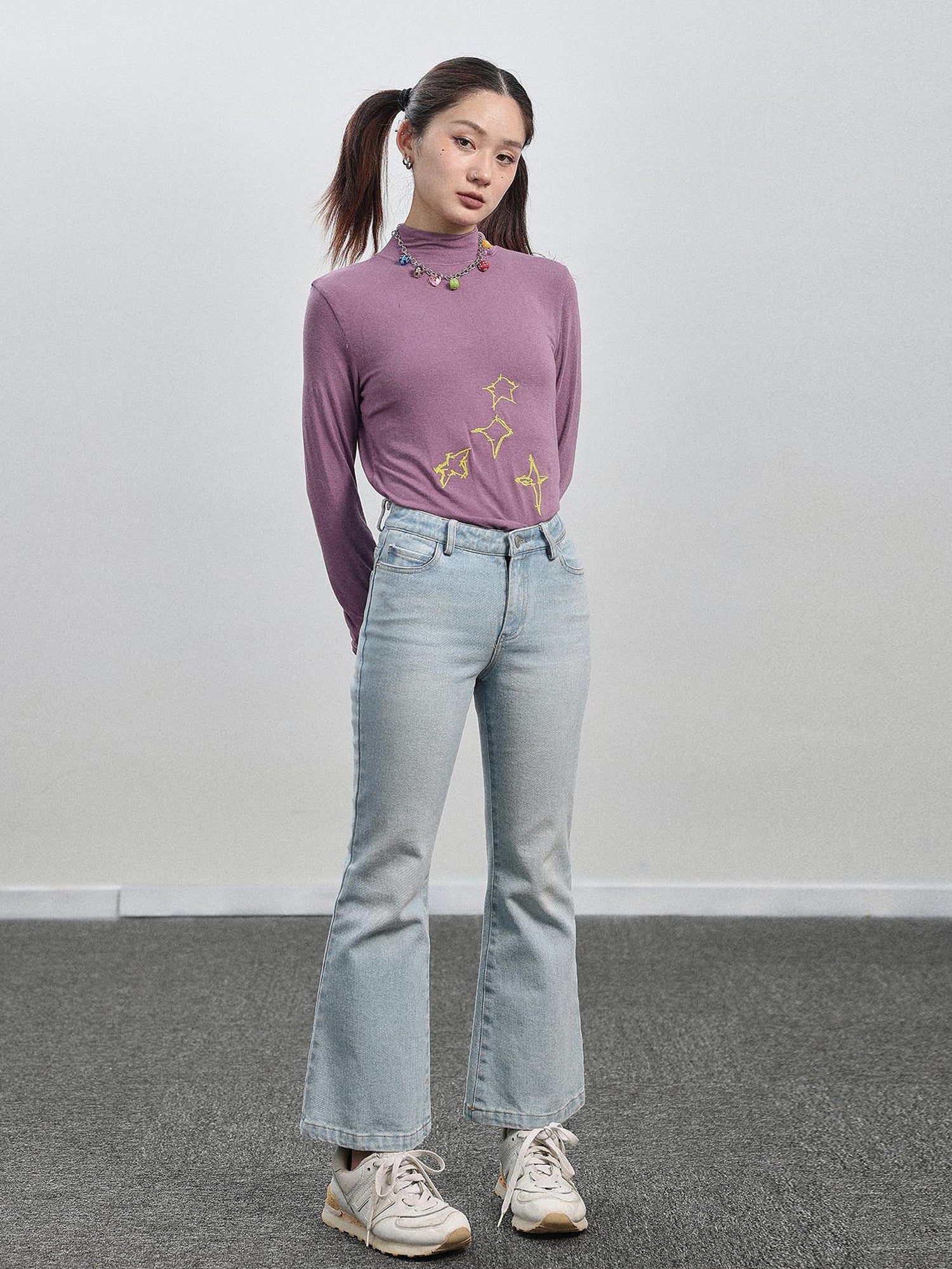 Achihara Nu Disco Flared Cropped Jeans In Light Blue