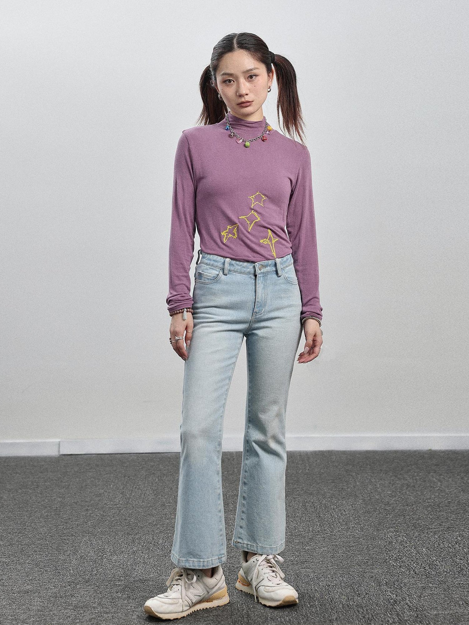 Achihara Nu Disco Flared Cropped Jeans In Light Blue