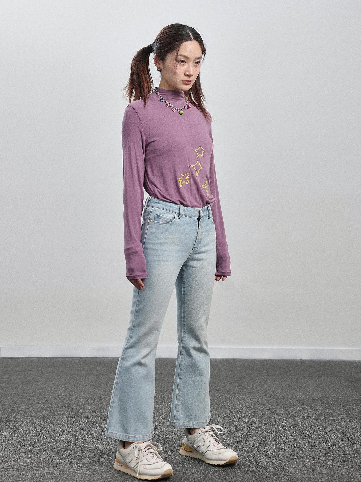 Achihara Nu Disco Flared Cropped Jeans In Light Blue