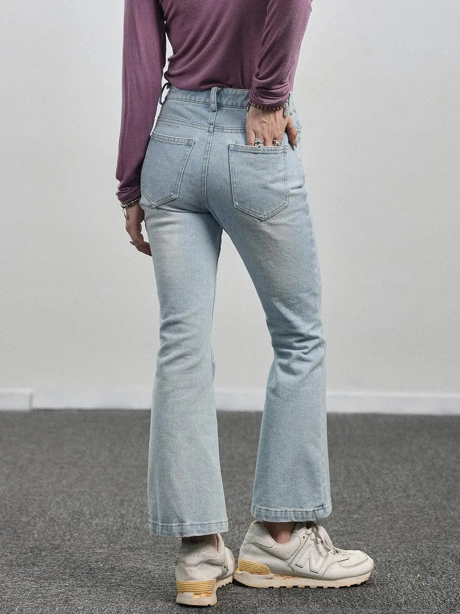 Nu Disco Flared Cropped Jeans In Light Blue