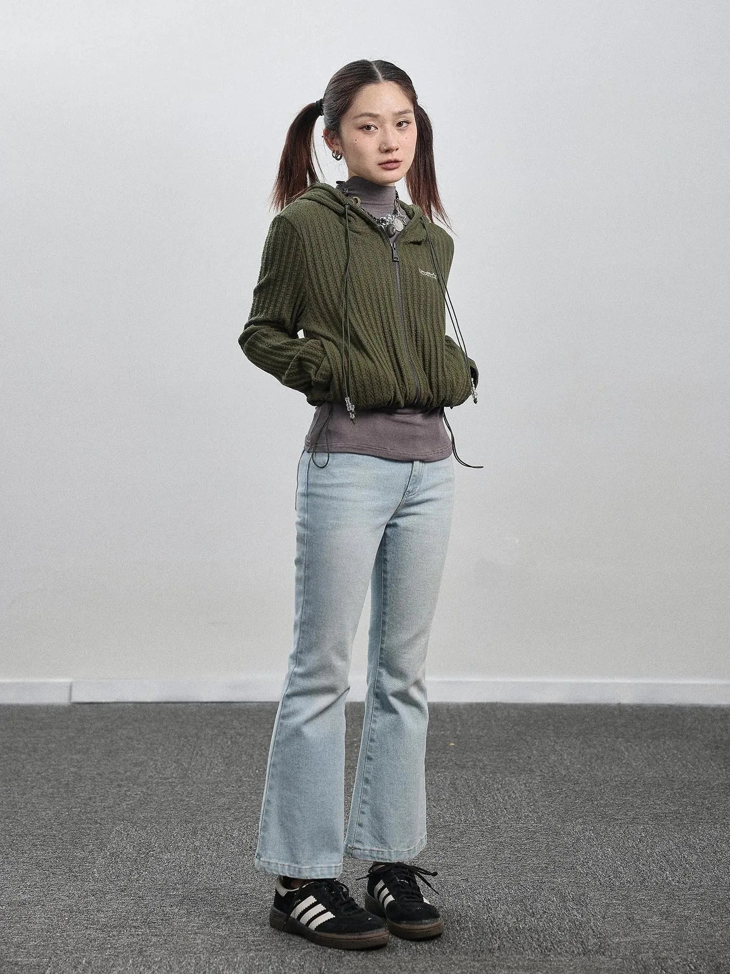 Nu Disco Flared Cropped Jeans In Light Blue