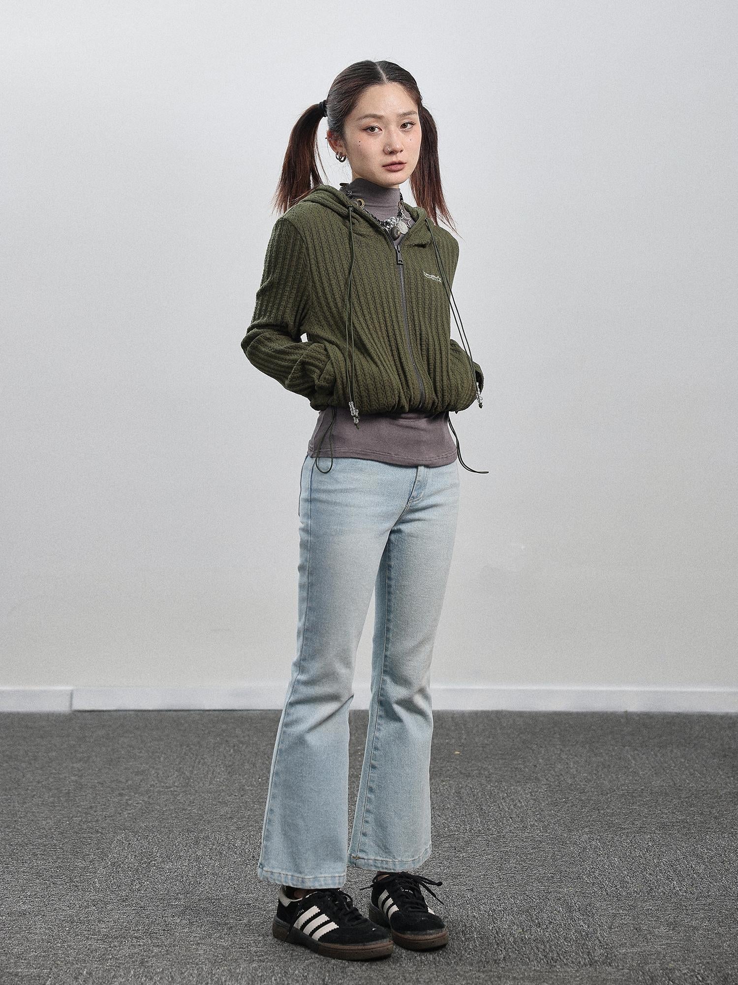 Achihara Nu Disco Flared Cropped Jeans In Light Blue