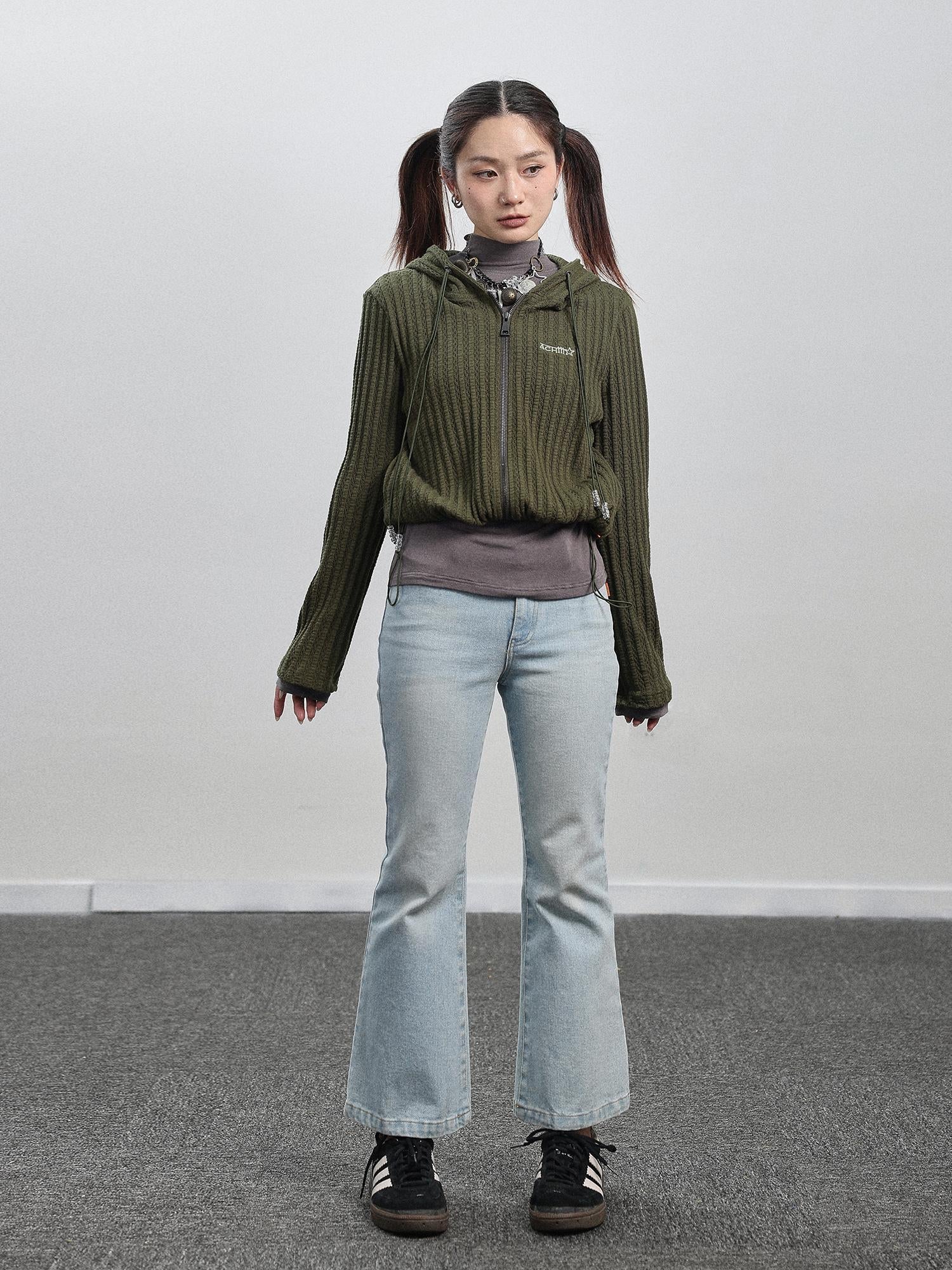 Achihara Nu Disco Flared Cropped Jeans In Light Blue