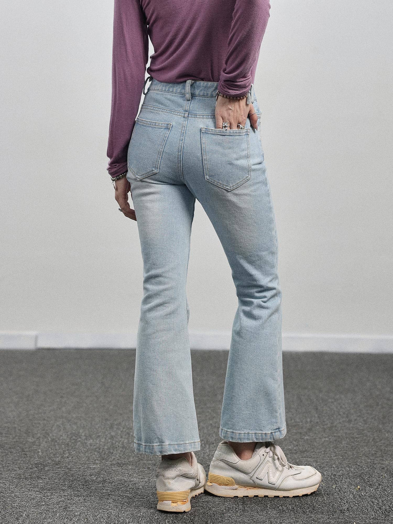 Achihara Nu Disco Flared Cropped Jeans In Light Blue