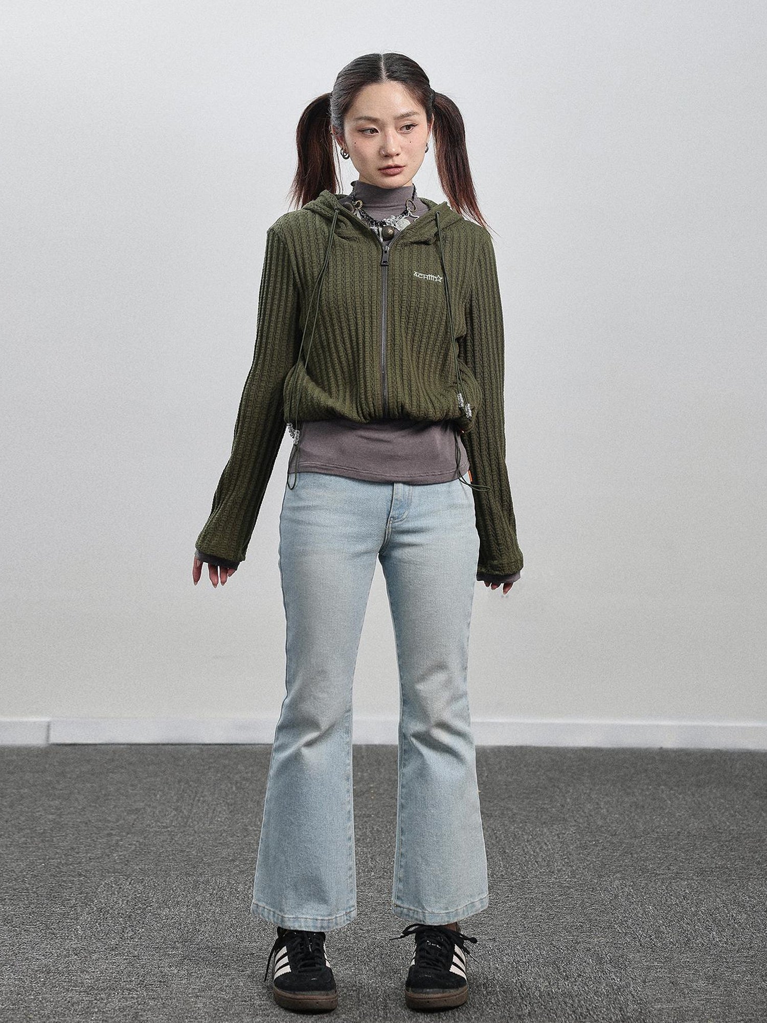 Achihara Nu Disco Flared Cropped Jeans In Light Blue
