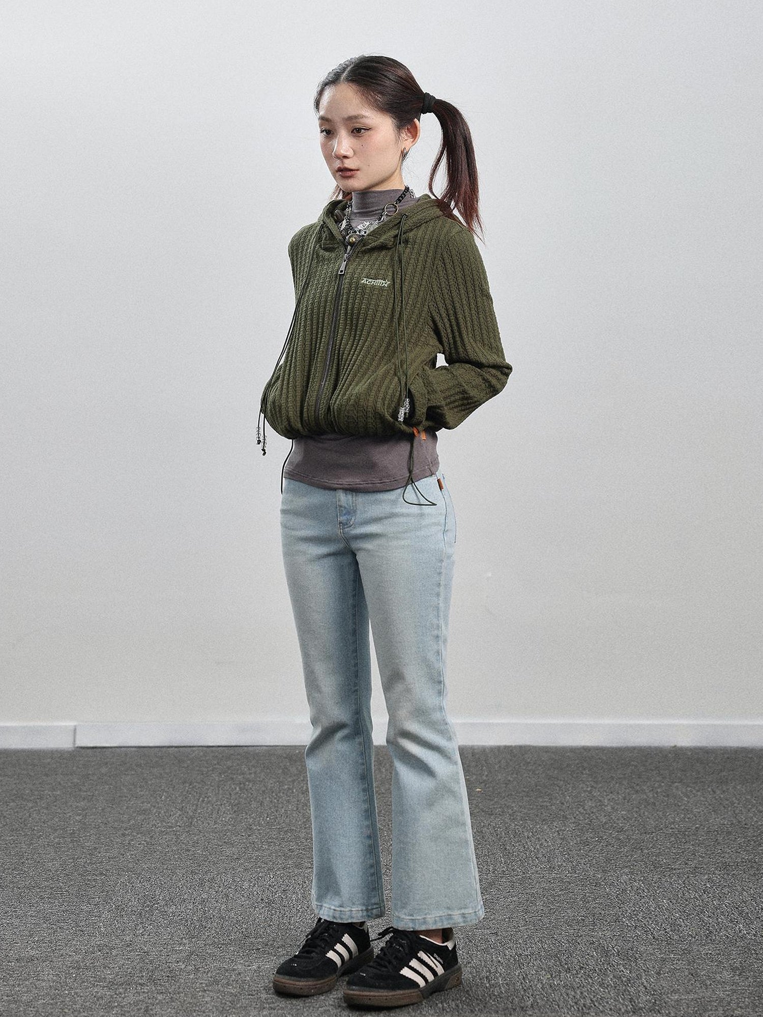Achihara Nu Disco Flared Cropped Jeans In Light Blue