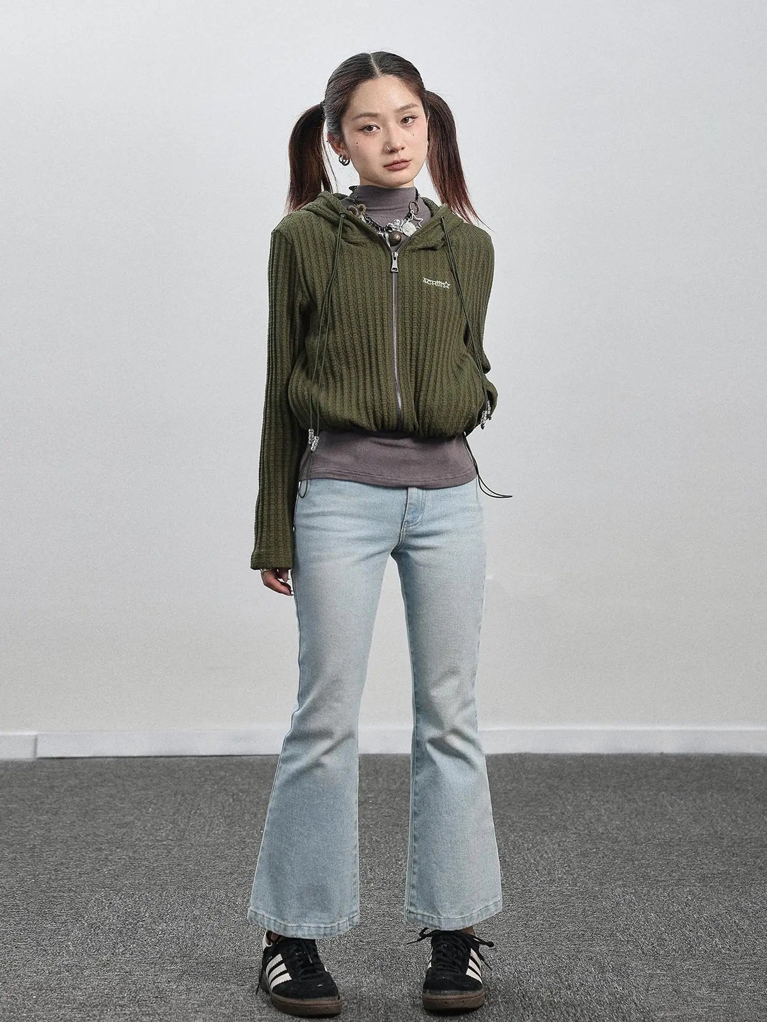 Nu Disco Flared Cropped Jeans In Light Blue