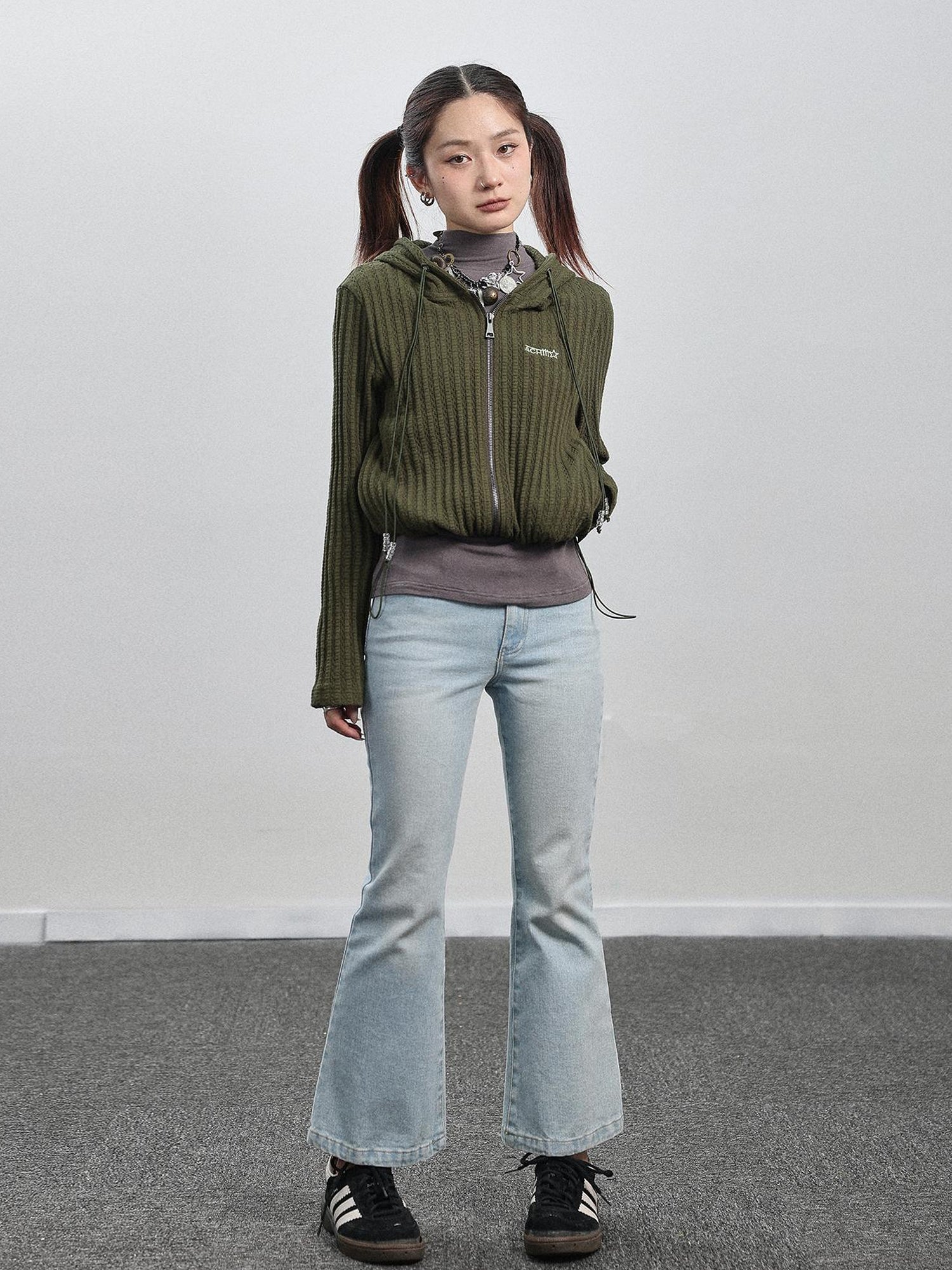 Achihara Nu Disco Flared Cropped Jeans In Light Blue