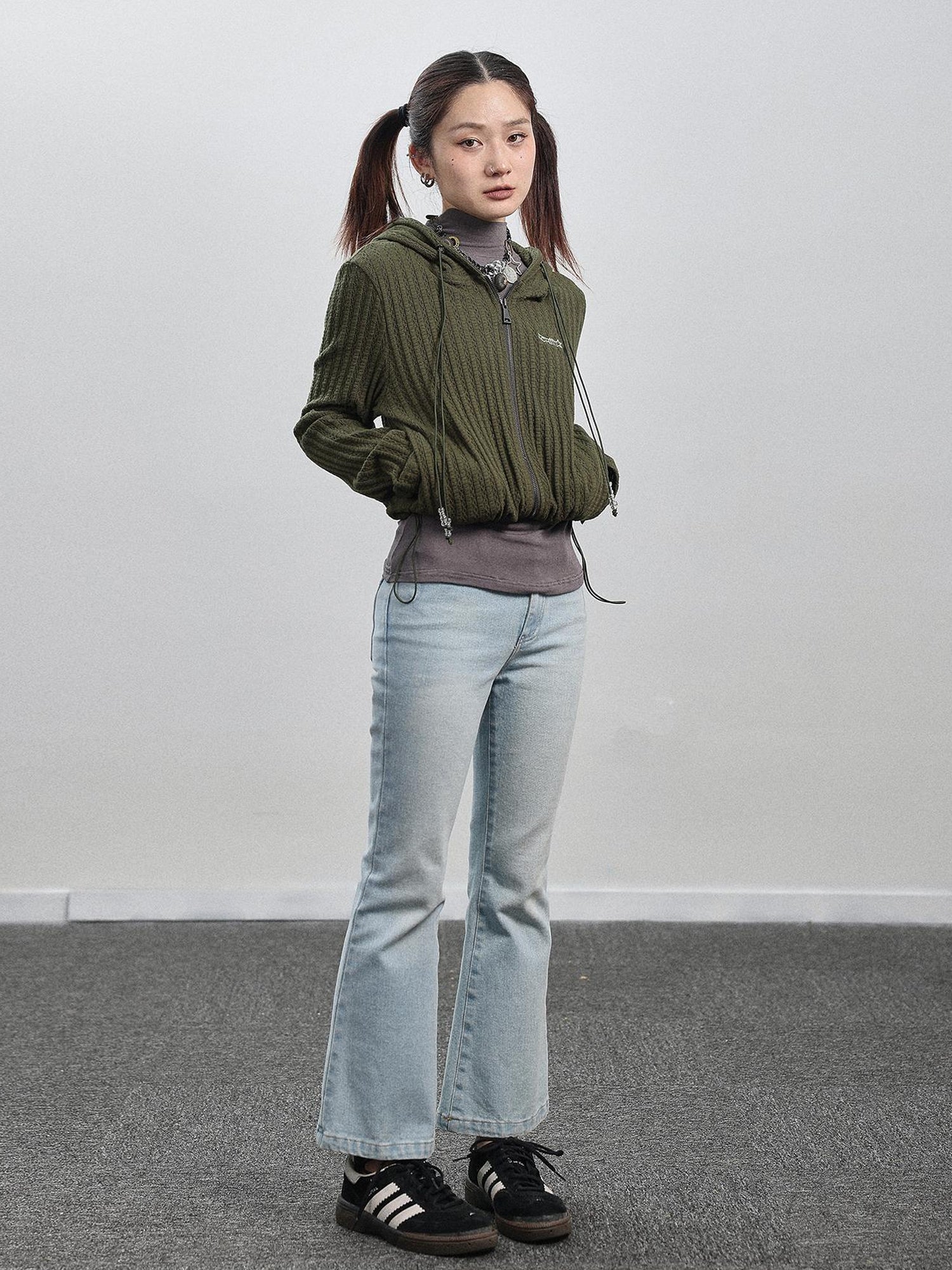 Achihara Nu Disco Flared Cropped Jeans In Light Blue
