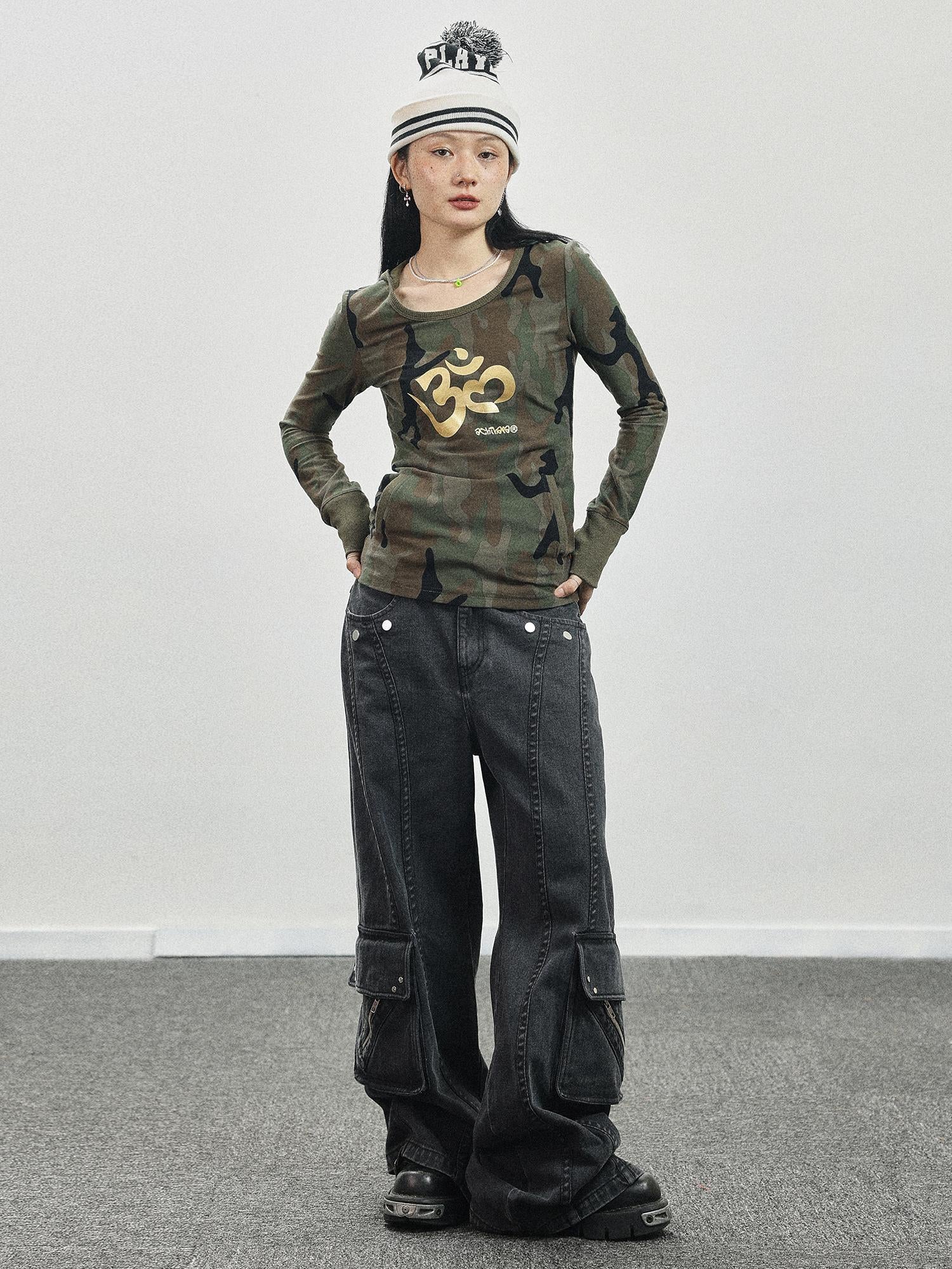 Achihara Olive Om Dream Print Long Sleeve Tee