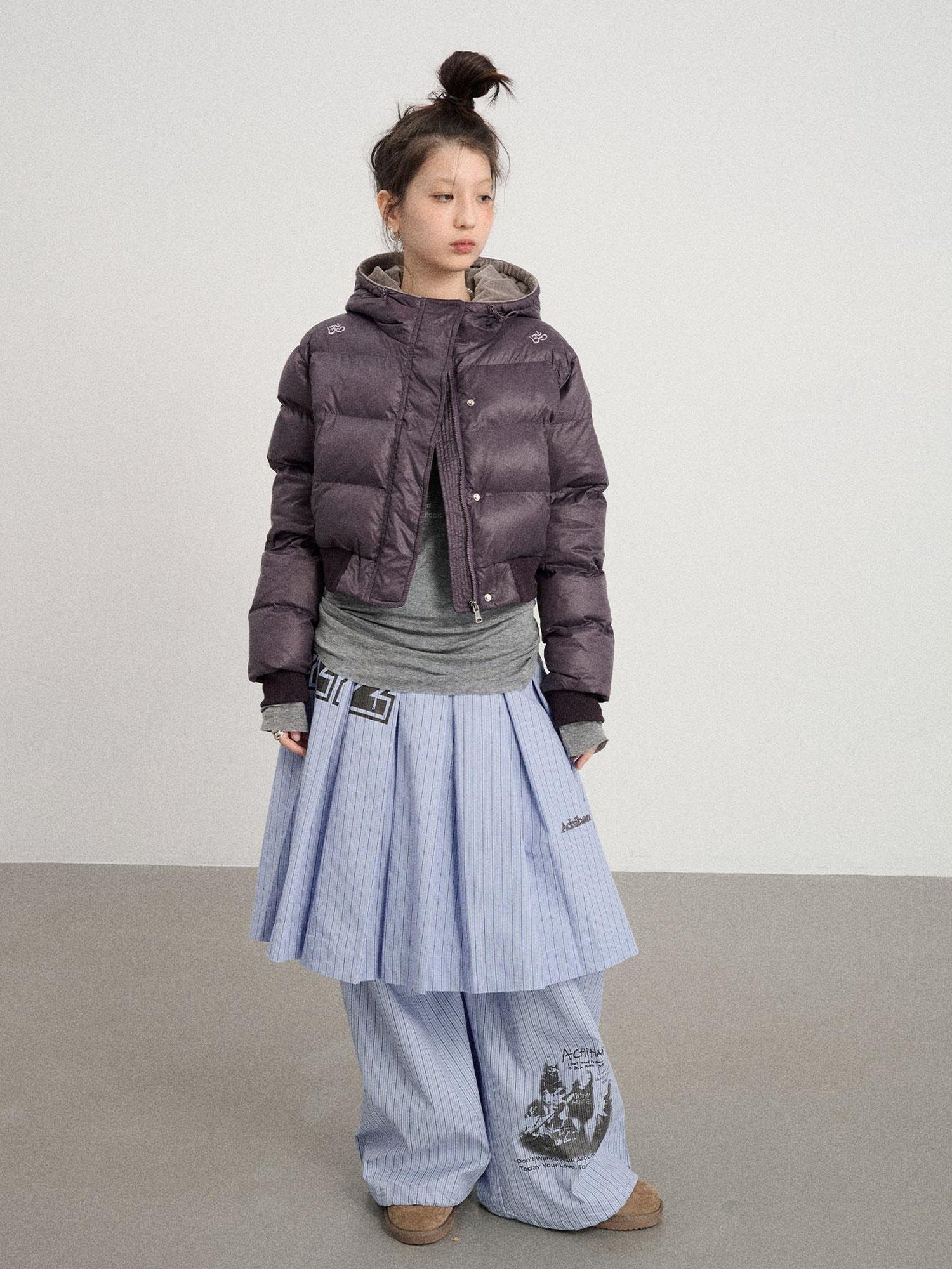 Achihara Om Embroidered Short Puffer Jacket