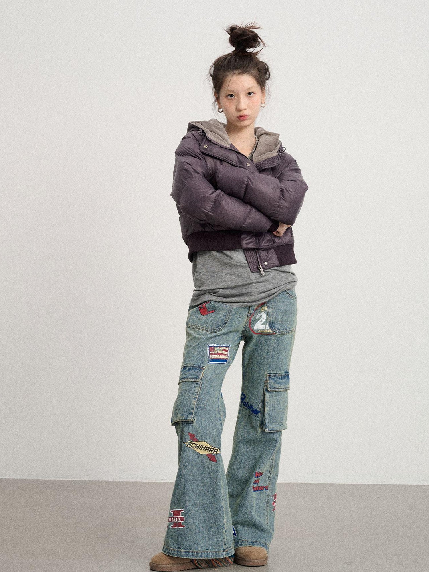 Achihara Om Embroidered Short Puffer Jacket