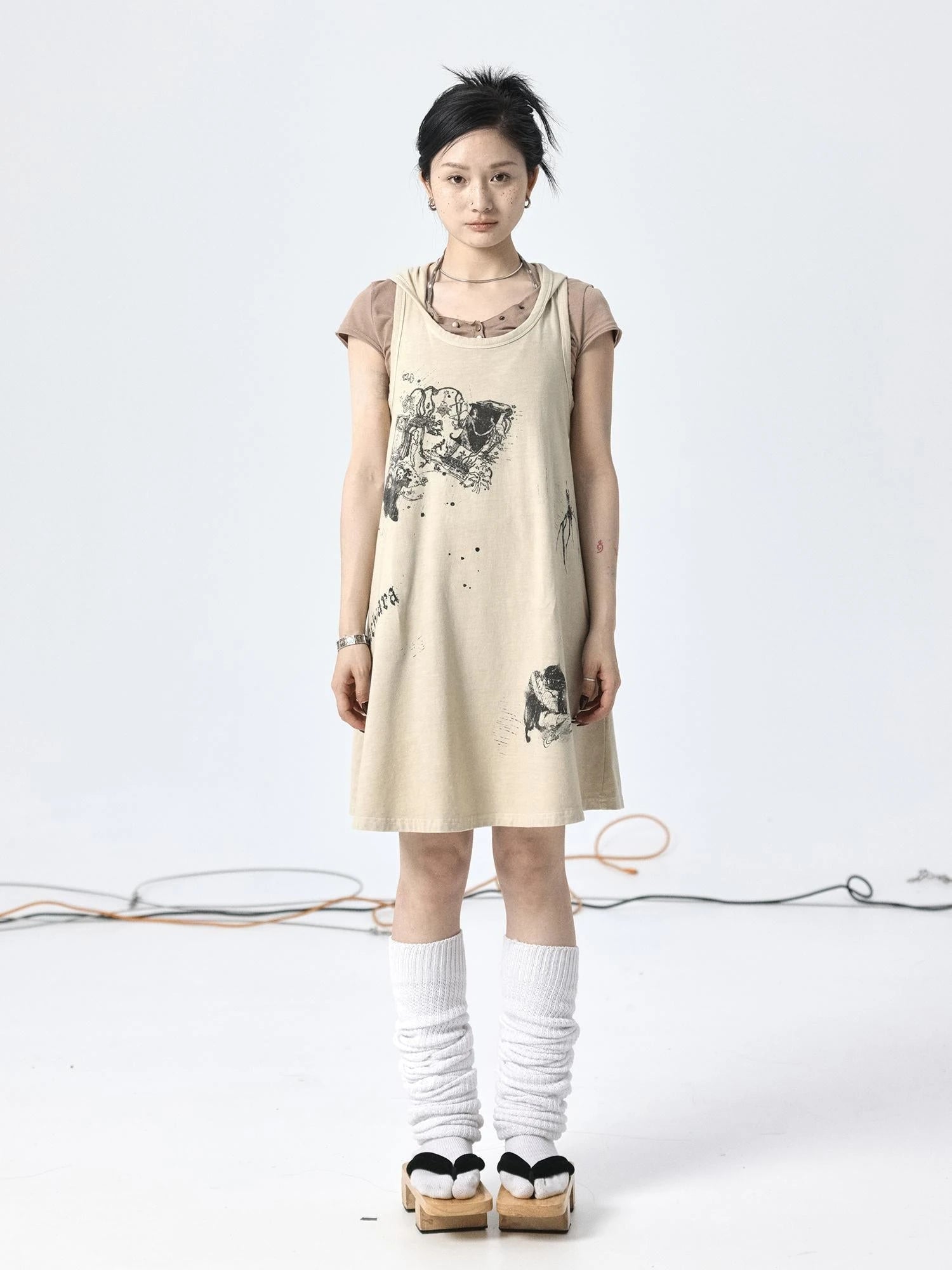 Oxidized Soap Flake A Line Hooded Sundress