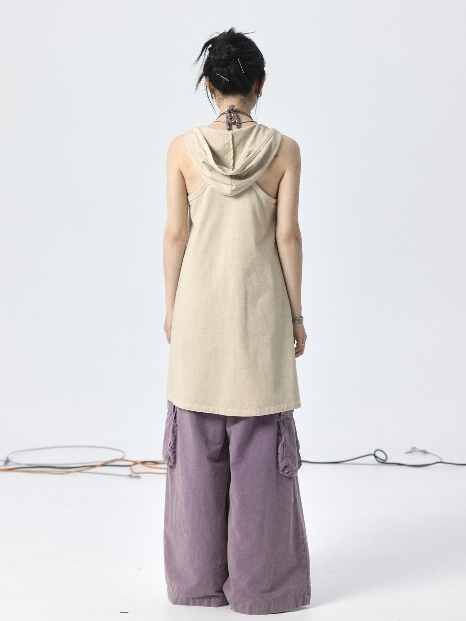 Achihara Oxidized Soap Flake A Line Hooded Sundress