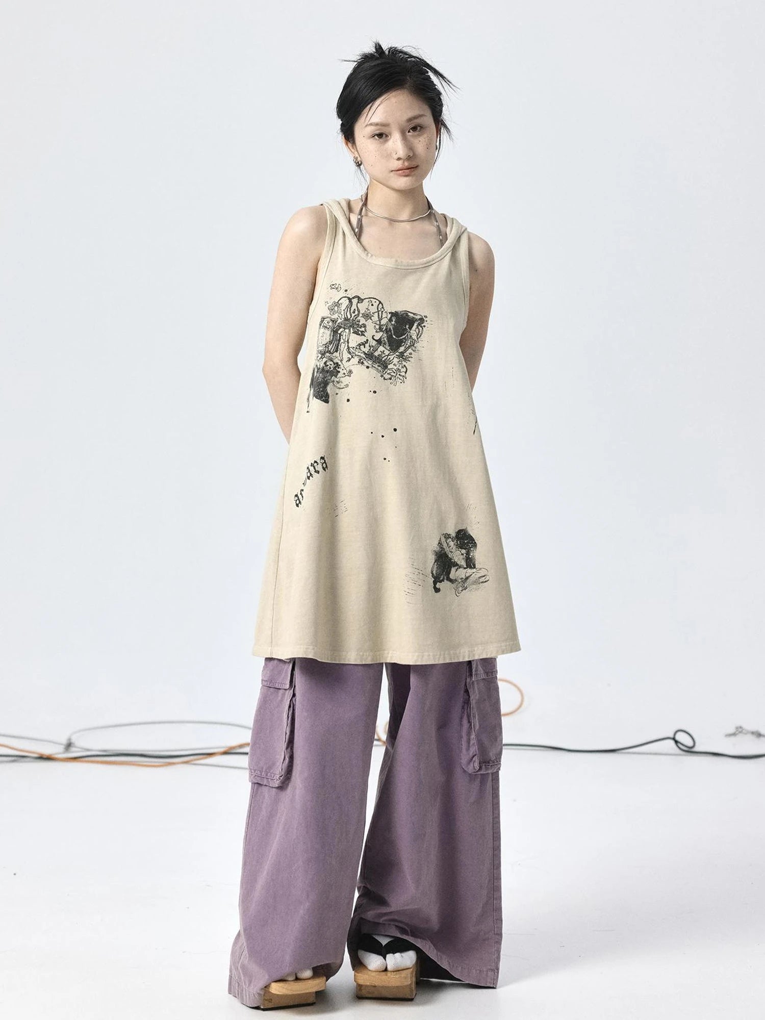 Oxidized Soap Flake A Line Hooded Sundress