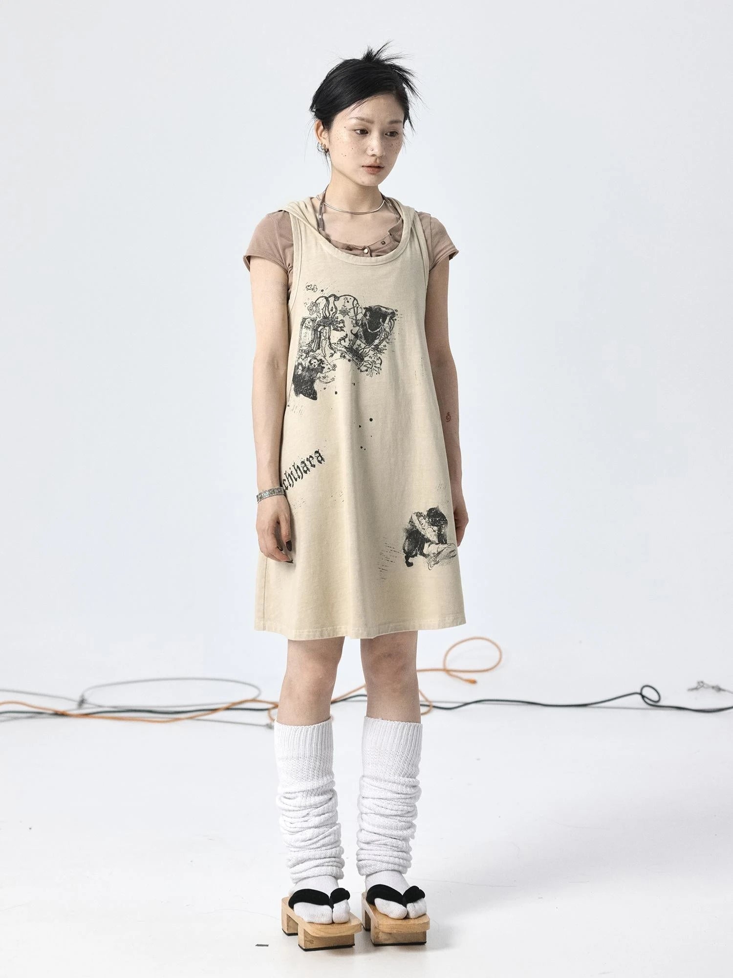 Oxidized Soap Flake A Line Hooded Sundress