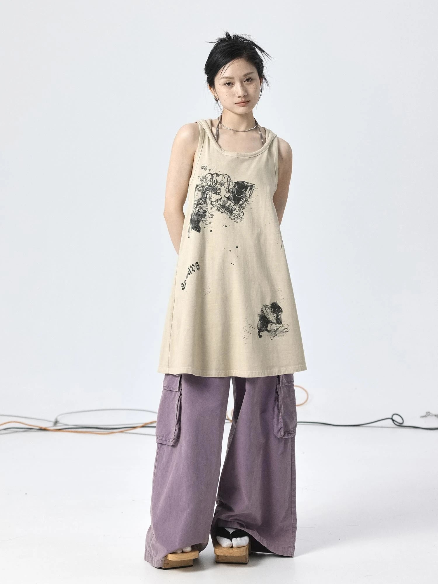 Oxidized Soap Flake A Line Hooded Sundress